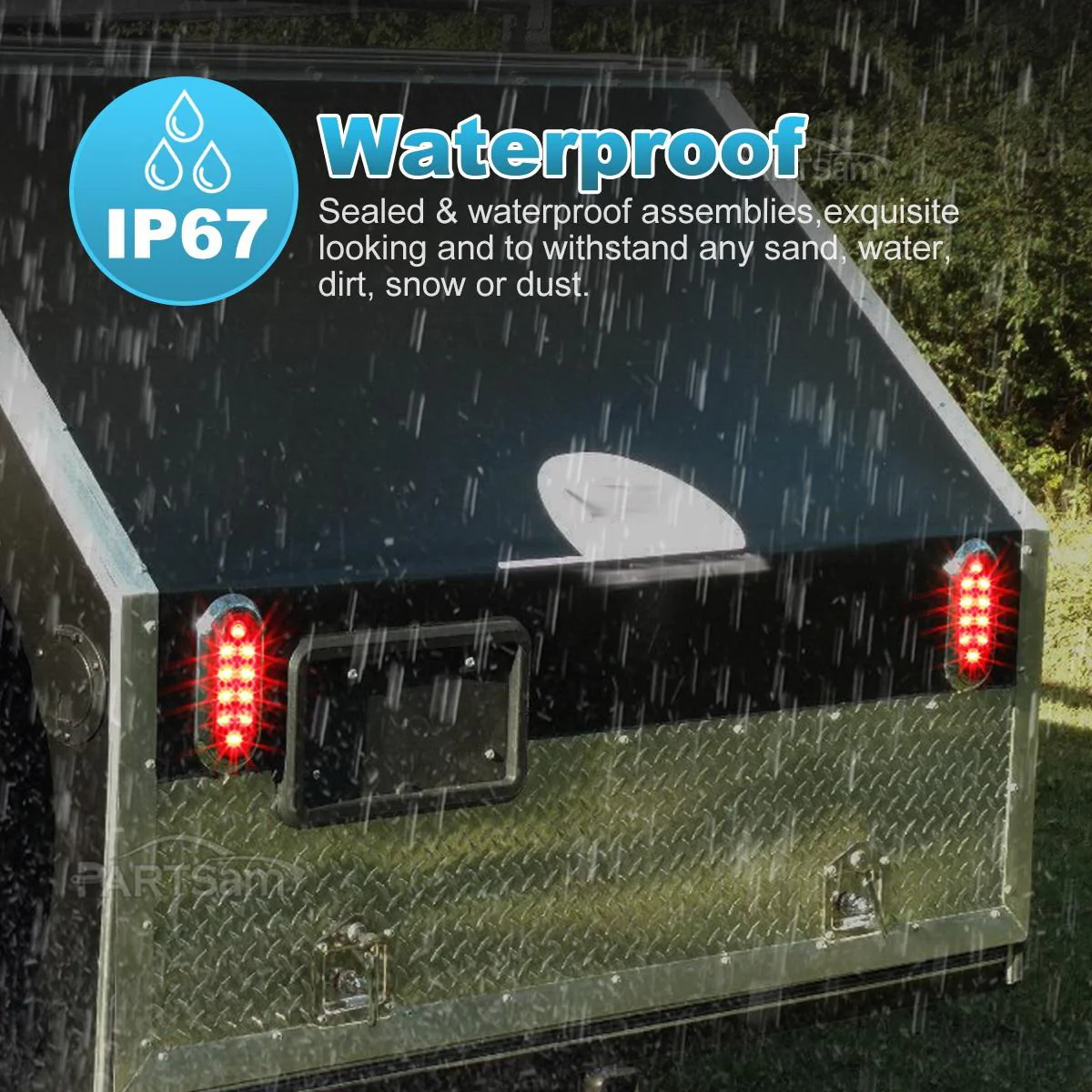 2PCS 6inch Oval Chrome Trailer Truck Red 10 LED Surface Mount Stop Turn Tail Lights - Image 6