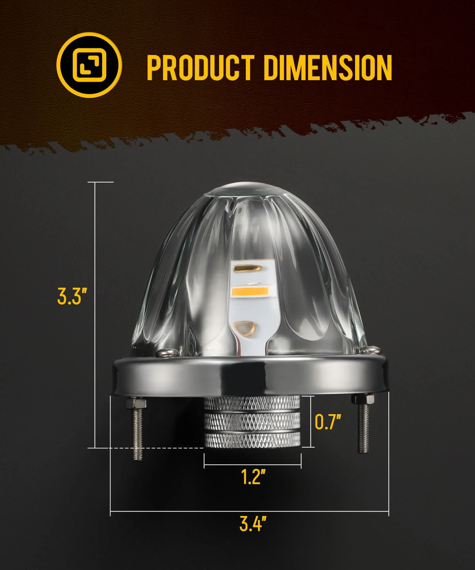 Amber Glass Watermelon Lights Clear Lens LED Side Marker Turn Signal Lights for Kenworth Peterbilt Freightliner Trucks - Image 5