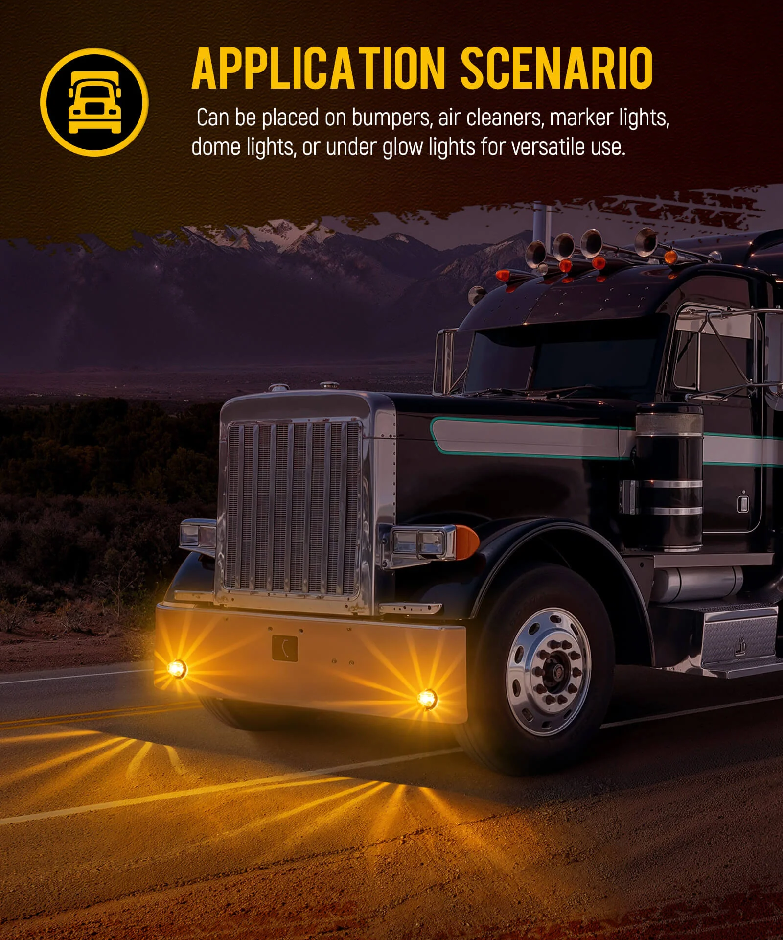 Amber Glass Watermelon Lights Clear Lens LED Side Marker Turn Signal Lights for Kenworth Peterbilt Freightliner Trucks - Image 7