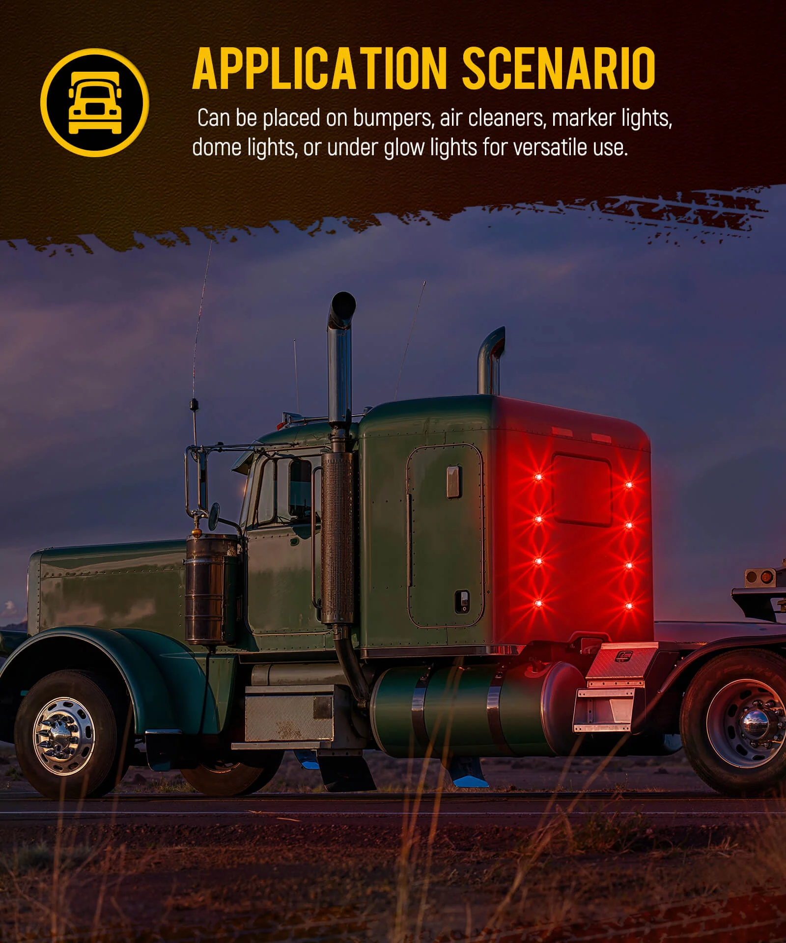 Glass Watermelon Lights Clear Lens Red LED Side Marker Turn Signal Lights with Bezel Replacement for Kenworth Peterbilt Freightliner Truck - Image 7