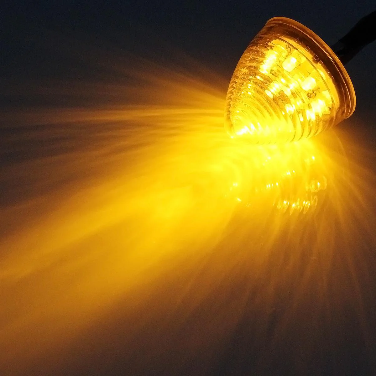 Partsam 10 Amber 2" Round Side Marker Light Beehive Cone Light 9 Diodes Sealed Multifunctional LED Beehive Light Truck Trailer Rear Tracking Light - Image 8