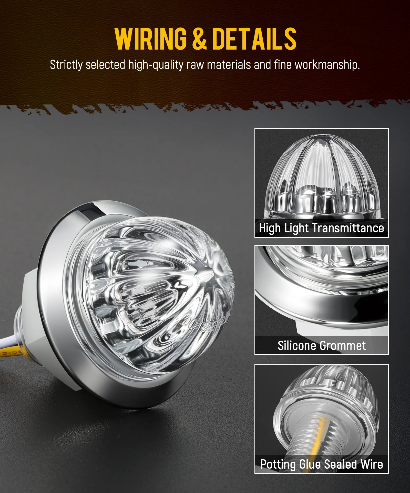 Partsam 10 Pcs Red Watermelon Side Marker LED Dual Function Strobe + Marker Lights, 12V Side Clearance Tail Griller Flash Lights Turn Signal Warning Waterproof Light for Trailer Truck RV - Image 3