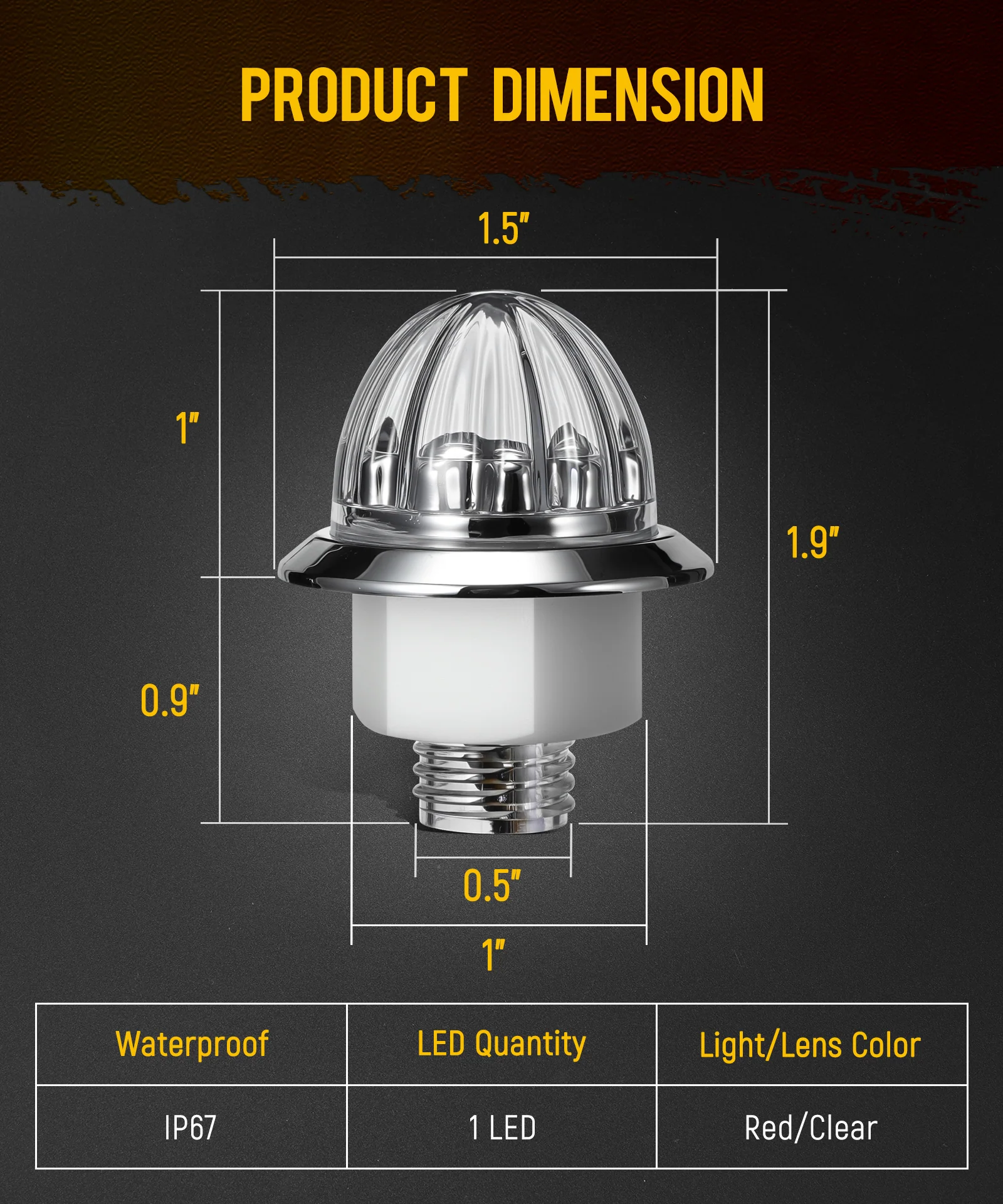 Partsam 10 Pcs Red Watermelon Side Marker LED Dual Function Strobe + Marker Lights, 12V Side Clearance Tail Griller Flash Lights Turn Signal Warning Waterproof Light for Trailer Truck RV - Image 6