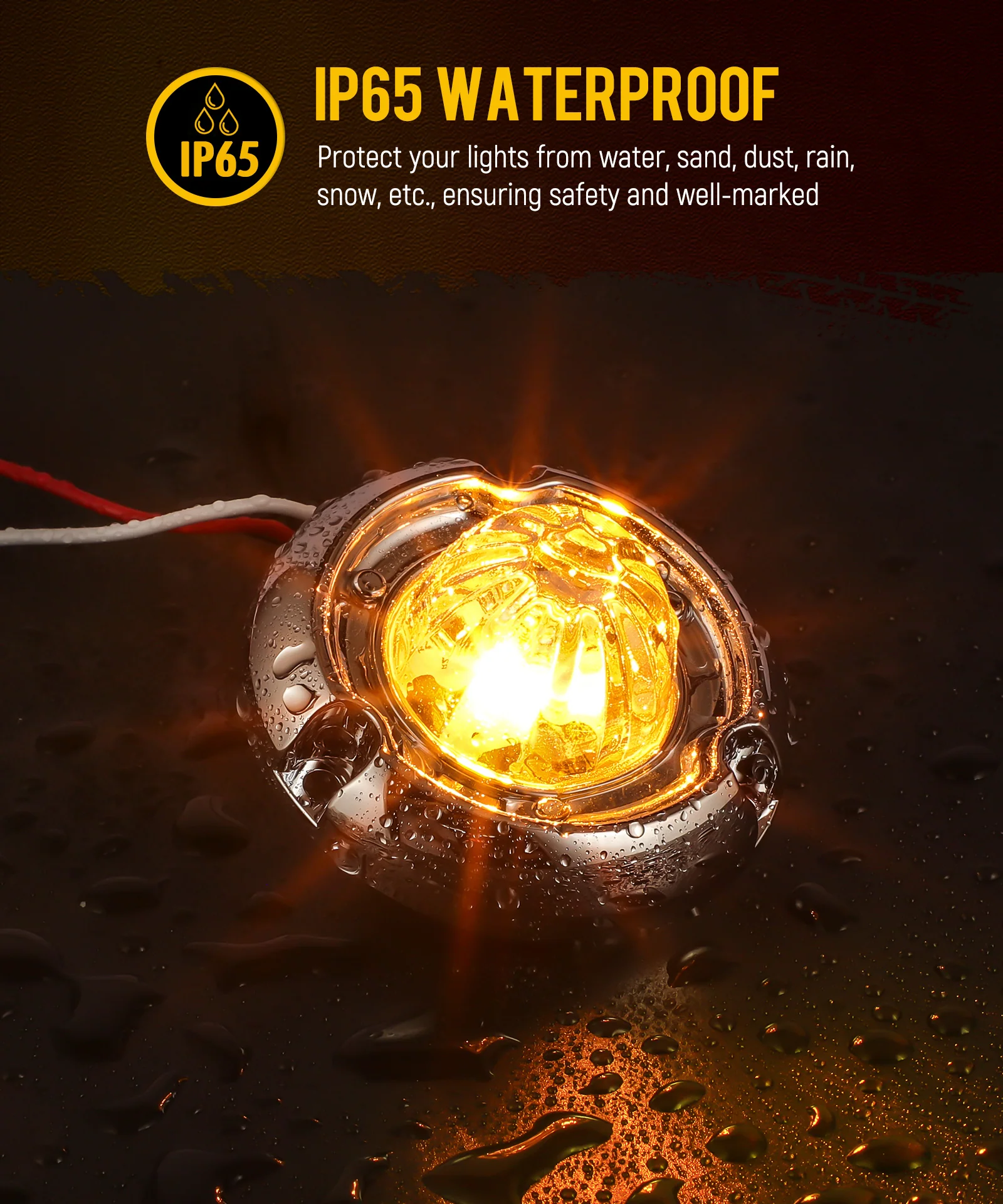 Partsam 10Pcs 1.5 inch Mini Glass Lens Watermelon Lights,LED Marker Clearance Light Turn Signal for Semi Truck Trailer RV - Image 4