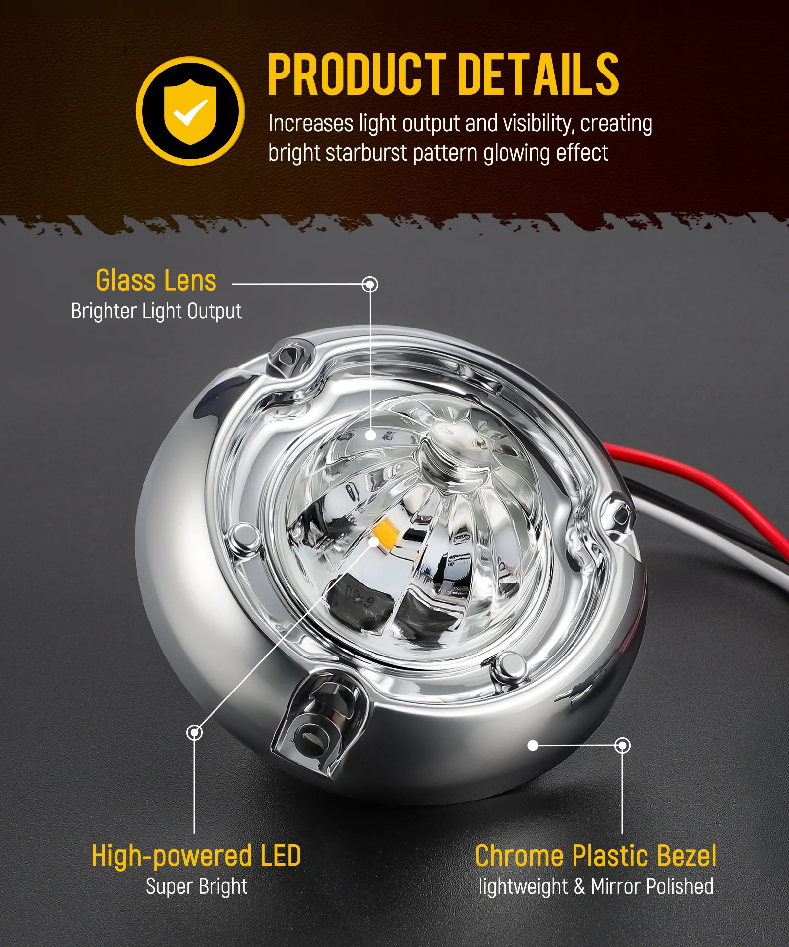 Partsam 10Pcs 1.5 inch Mini Glass Lens Watermelon Lights,LED Marker Clearance Light Turn Signal for Semi Truck Trailer RV - Image 5