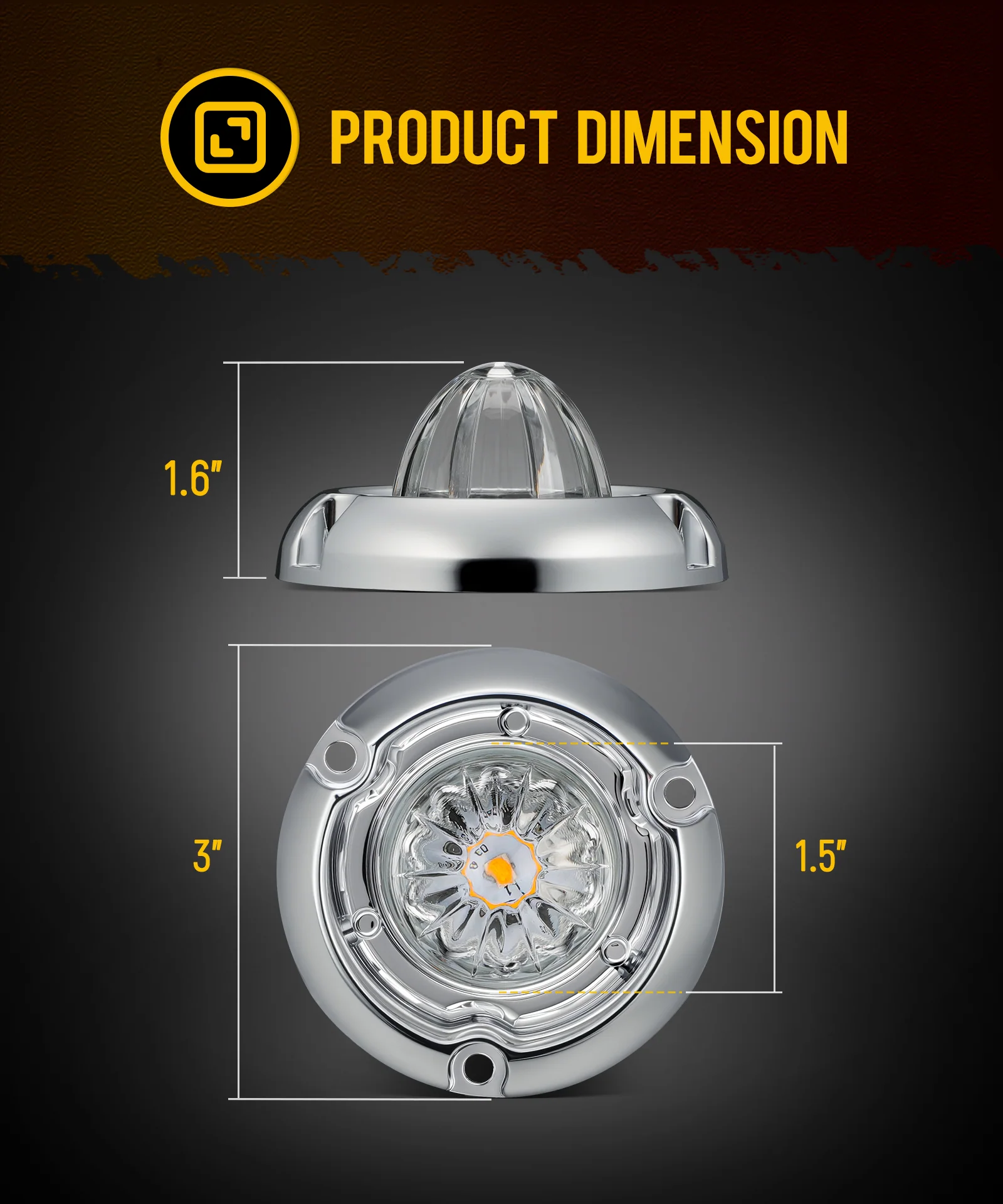 Partsam 10Pcs 1.5 inch Mini Glass Lens Watermelon Lights,LED Marker Clearance Light Turn Signal for Semi Truck Trailer RV - Image 6