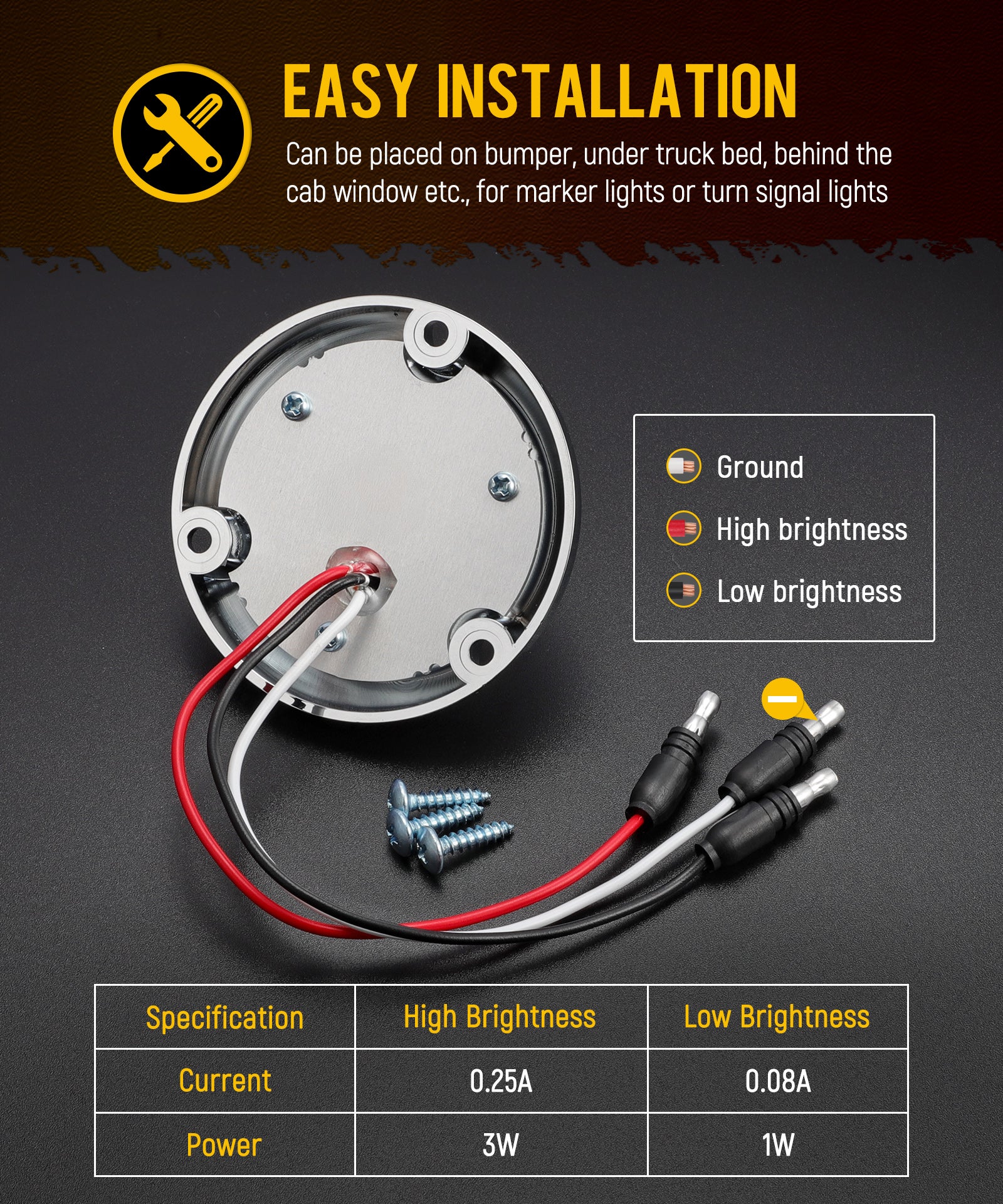 Partsam 10Pcs 1.5 inch Mini Glass Lens Watermelon Lights,LED Marker Clearance Light Turn Signal for Semi Truck Trailer RV - Image 7