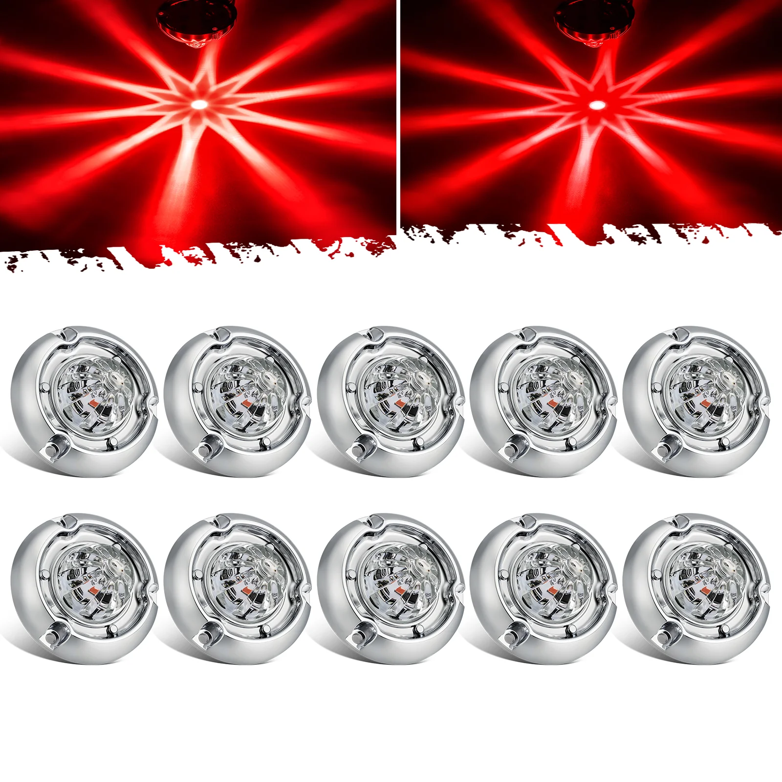 Partsam 10Pcs 1.5 inch Mini Glass Lens Watermelon Lights,LED Marker Clearance Light Turn Signal for Semi Truck Trailer RV - Image 9