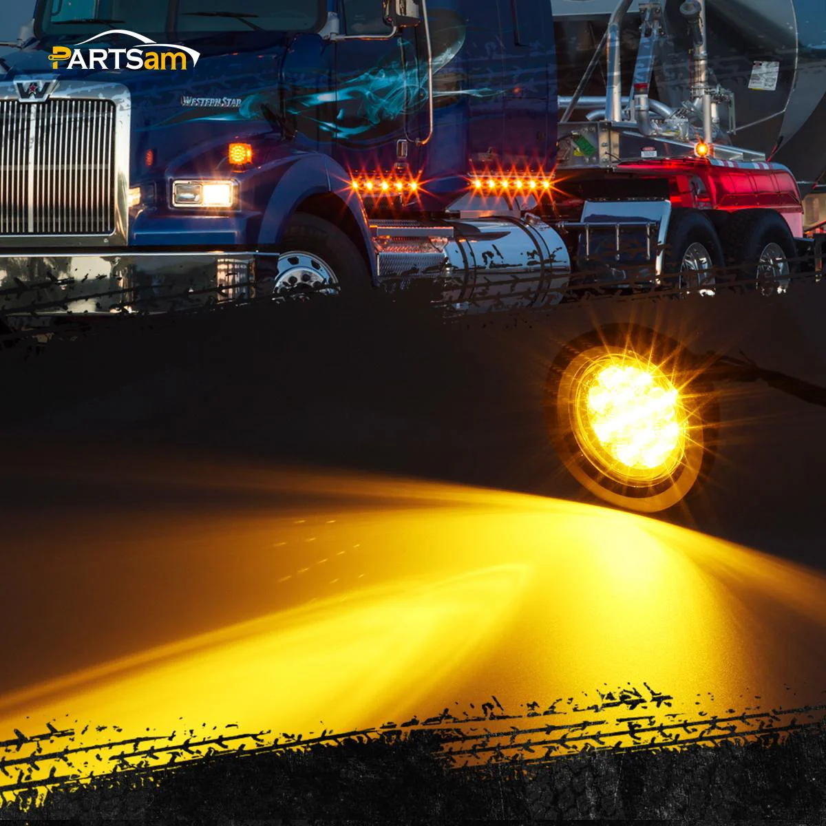 Partsam 10Pcs 2.5" Round Amber Led Clearance and side Marker Lights Kit 13 Diodes with Light Grommet and Wire Pigtail Truck Trailer Rv Flush Mount Waterproof 12V Sealed, 2.5 Round Led Marker Lights - Image 3