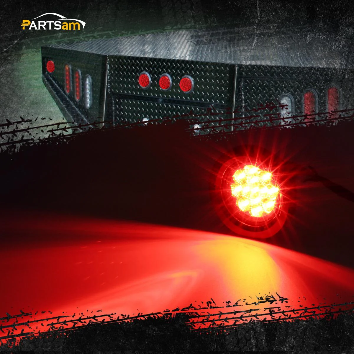 Partsam 10Pcs 2.5" Round Red Led Clearance and side Marker Lights Kit 13 Diodes with Light Grommet and Wire Pigtail Truck Trailer Rv Flush Mount Waterproof 12V Sealed, 2.5 Round Led Marker Lights - Image 3