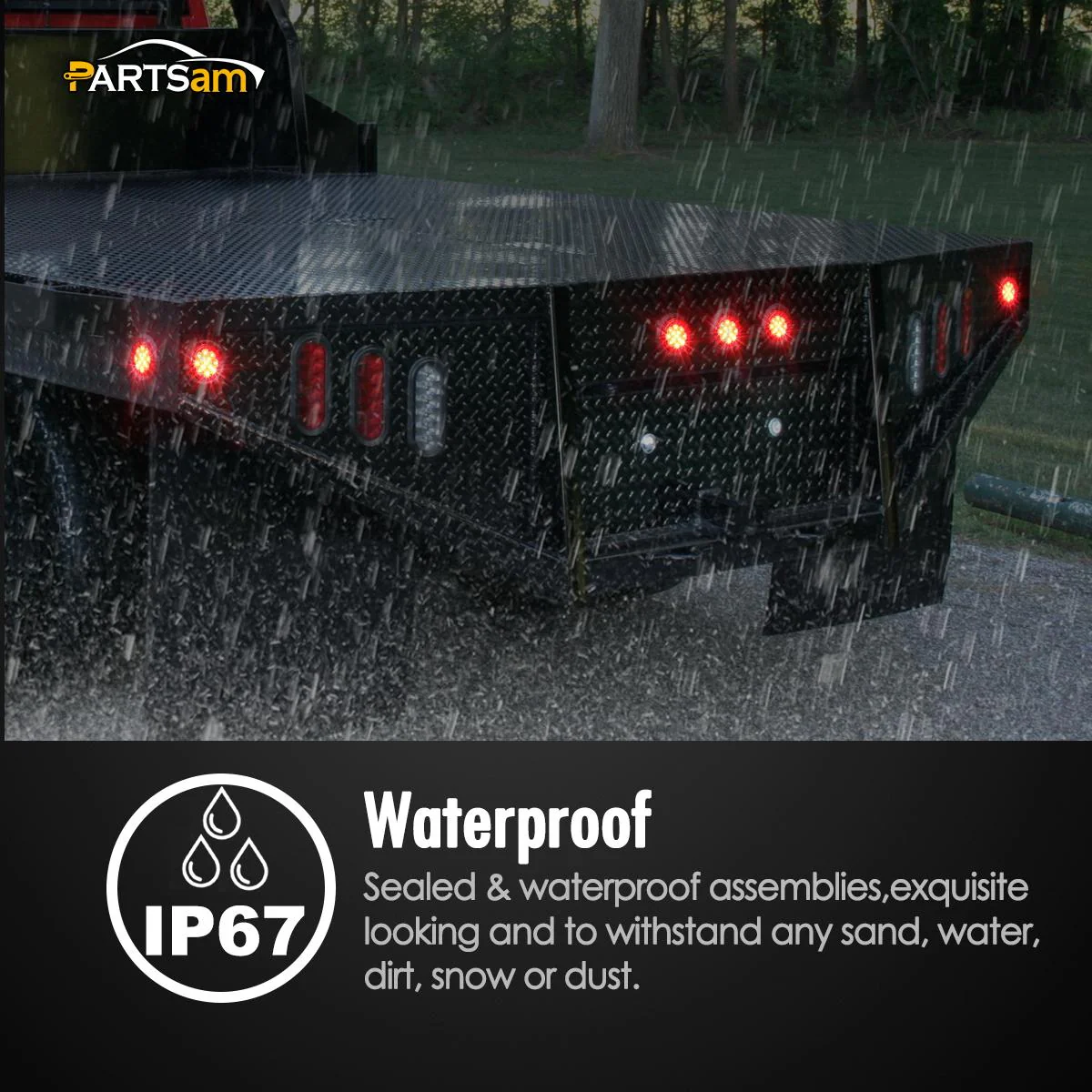 Partsam 10Pcs 2.5" Round Red Led Clearance and side Marker Lights Kit 13 Diodes with Light Grommet and Wire Pigtail Truck Trailer Rv Flush Mount Waterproof 12V Sealed, 2.5 Round Led Marker Lights - Image 4