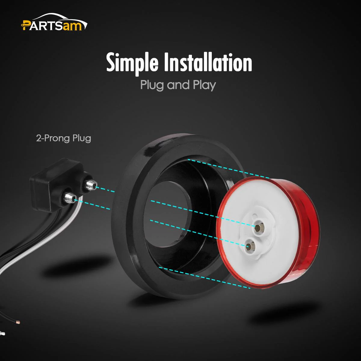 Partsam 10Pcs 2.5" Round Red Led Clearance and side Marker Lights Kit 13 Diodes with Light Grommet and Wire Pigtail Truck Trailer Rv Flush Mount Waterproof 12V Sealed, 2.5 Round Led Marker Lights - Image 6