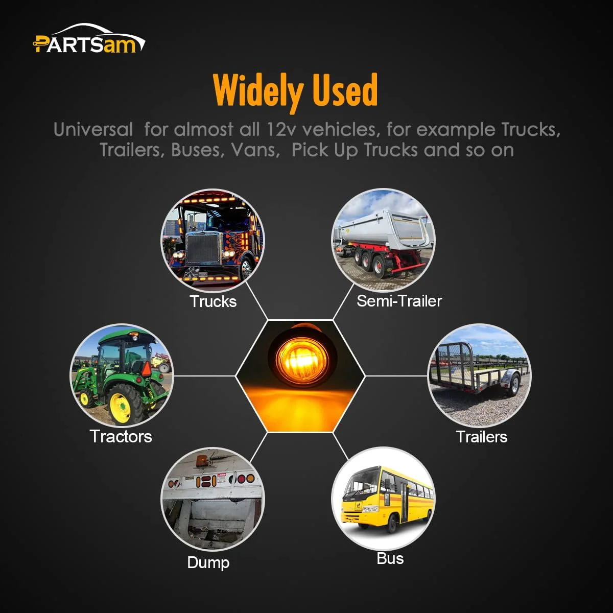 Partsam 10Pcs 3/4 inch Round Led Marker lights 3 wire Combination Turn Signal and Running Lamps Clearance Lights Grommet Mount Replacement for Spider Fender Marker Lights Sealed - Image 5