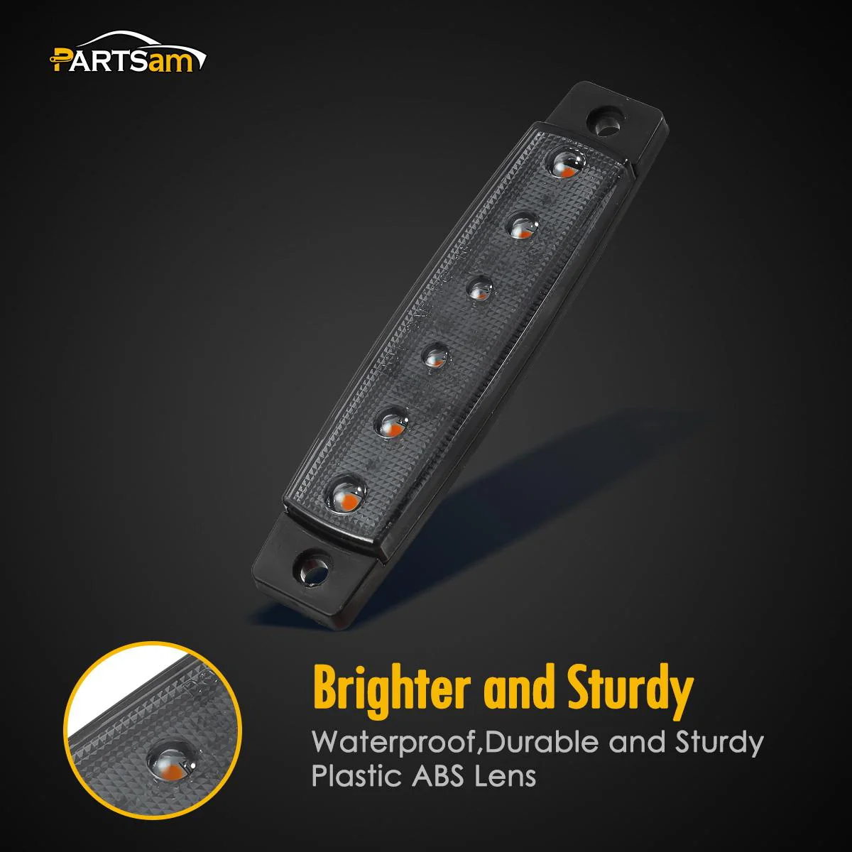 Partsam 10Pcs 3.8 Inch Smoked Thin line Trailer Led Side Marker Clearance Lights 6 LED Surface Mount Amber/Red Trailer marker lights, Led marker lights for trucks, Truck cab marker lights, RV marker light - Image 5