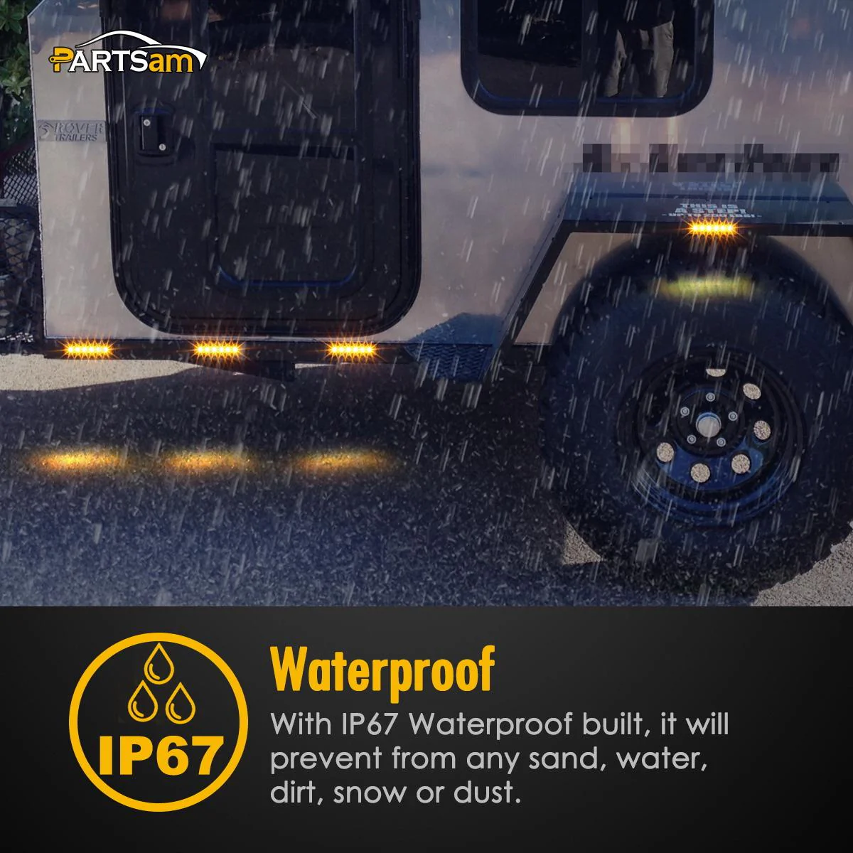 Partsam 10Pcs 3.8 Inch Smoked Thin line Trailer Led Side Marker Clearance Lights 6 LED Surface Mount Amber/Red Trailer marker lights, Led marker lights for trucks, Truck cab marker lights, RV marker light - Image 8