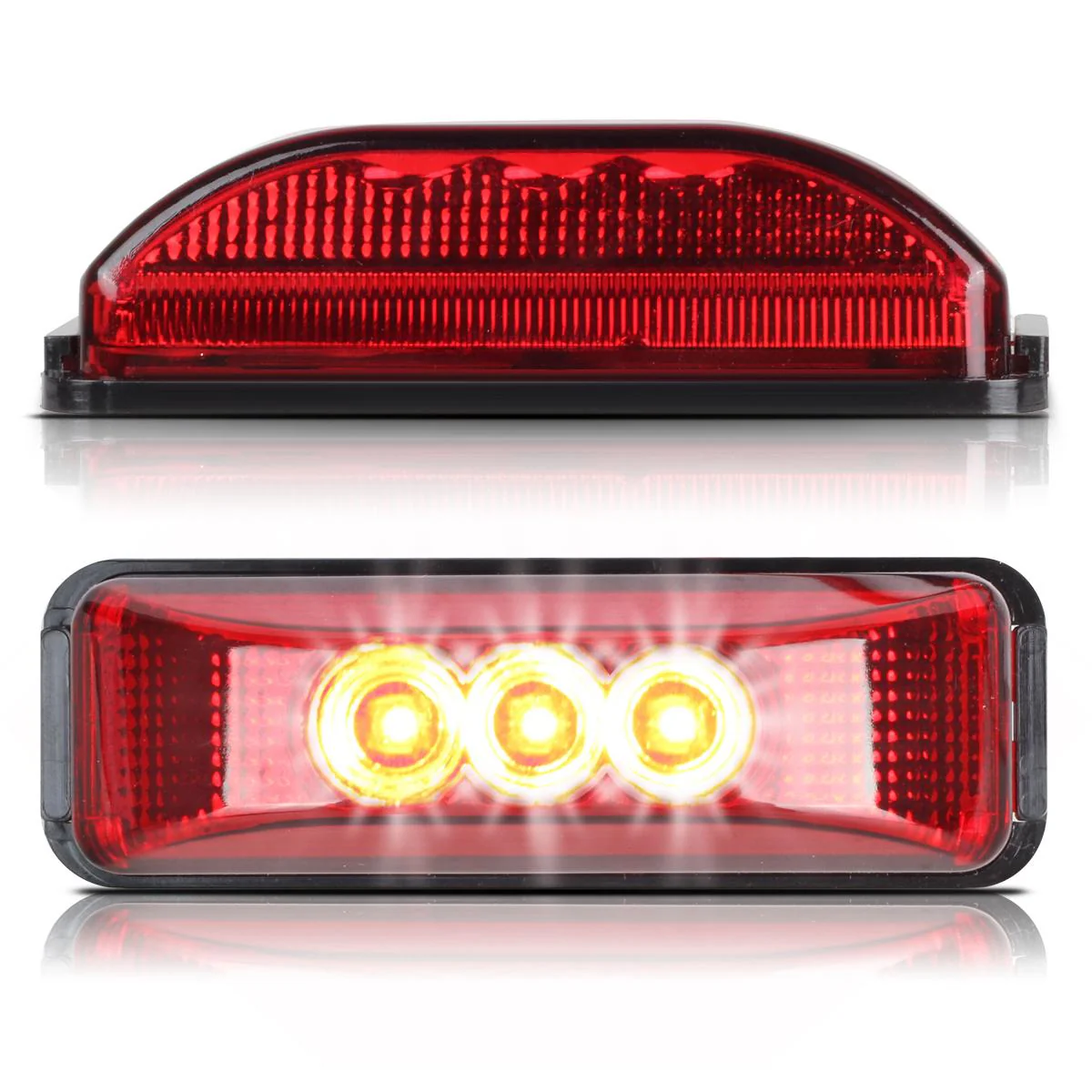 Partsam 10Pcs 3.9" Thin line Trailer Led Side Marker and Clearance Lights 3LED with Reflectors Submersible Sealed 12V Surface Mount for Truck Trailer Boats, Rectangular LED trailer light (5Amber+5Red) - Image 8