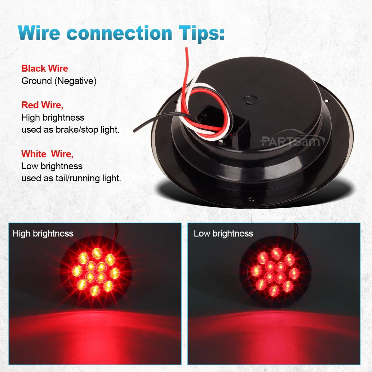 Partsam 10Pcs Red 4inch Inch Round LED Trailer Tail Lights 12LED Flange Mount Stainless Steel Chrome Bezel Waterproof Stop Turn Tail Brake Lights Replacement for Trucks RV 12V - Image 11