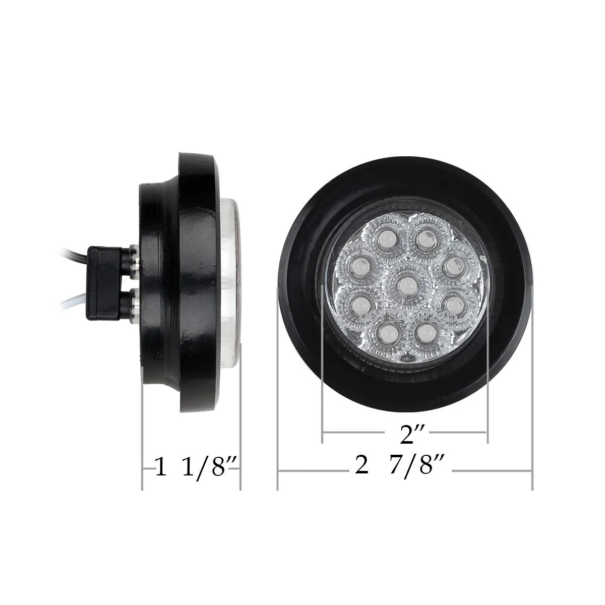 Partsam 10x 2" Round Amber Led Marker Clearance Light 9LED Clear Lens w Reflector Kits Trailer, Grommet/Pigtails, 2 inch round led trailer lights clear, 2 inch round led marker lights - Image 4