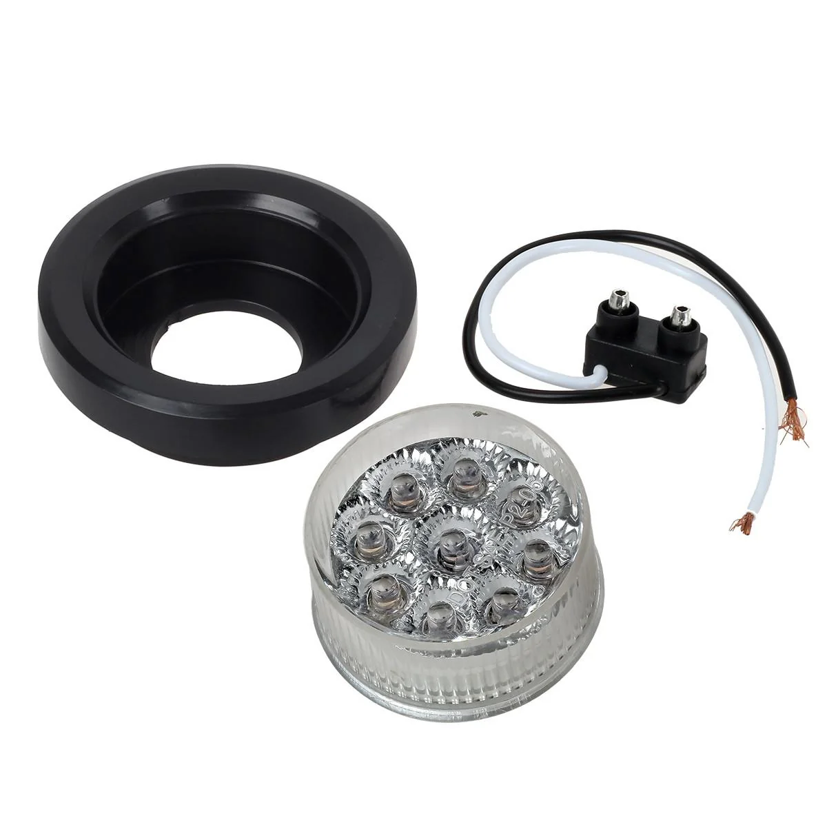 Partsam 10x 2" Round Amber Led Marker Clearance Light 9LED Clear Lens w Reflector Kits Trailer, Grommet/Pigtails, 2 inch round led trailer lights clear, 2 inch round led marker lights - Image 5