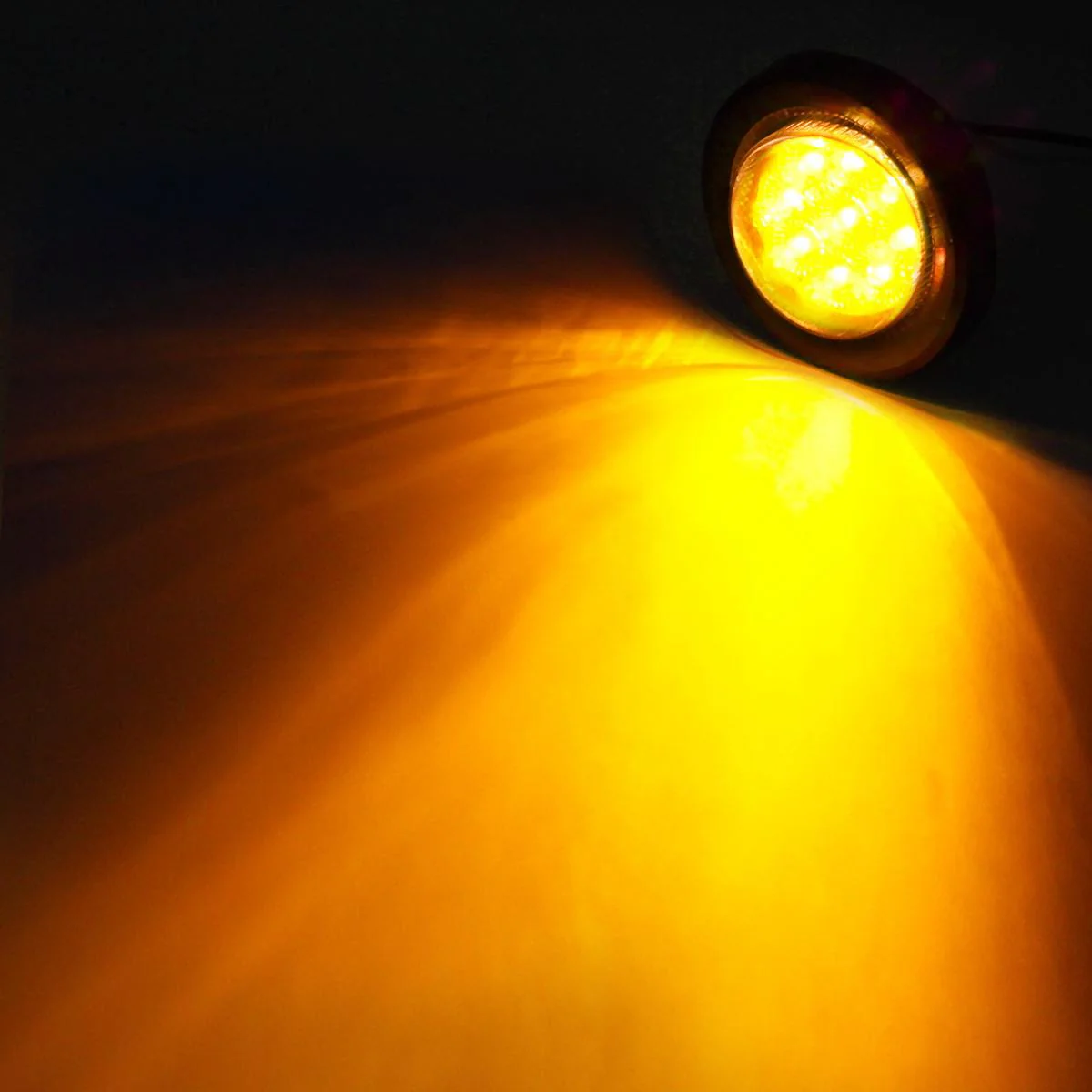 Partsam 10x 2" Round Amber Led Marker Clearance Light 9LED Clear Lens w Reflector Kits Trailer, Grommet/Pigtails, 2 inch round led trailer lights clear, 2 inch round led marker lights - Image 6