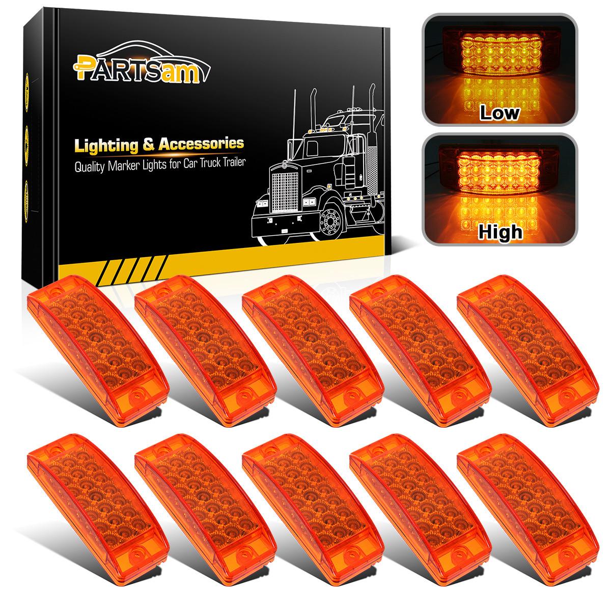 Partsam 10x 6inch Rectangle Amber Led Side Marker and Clearance Trailer Lights 21LED w Reflectors Waterproof Sealed Rectangular Led trailer lights Turn Signal and Parking Lights 3 Wires Surface Mount - Image 3