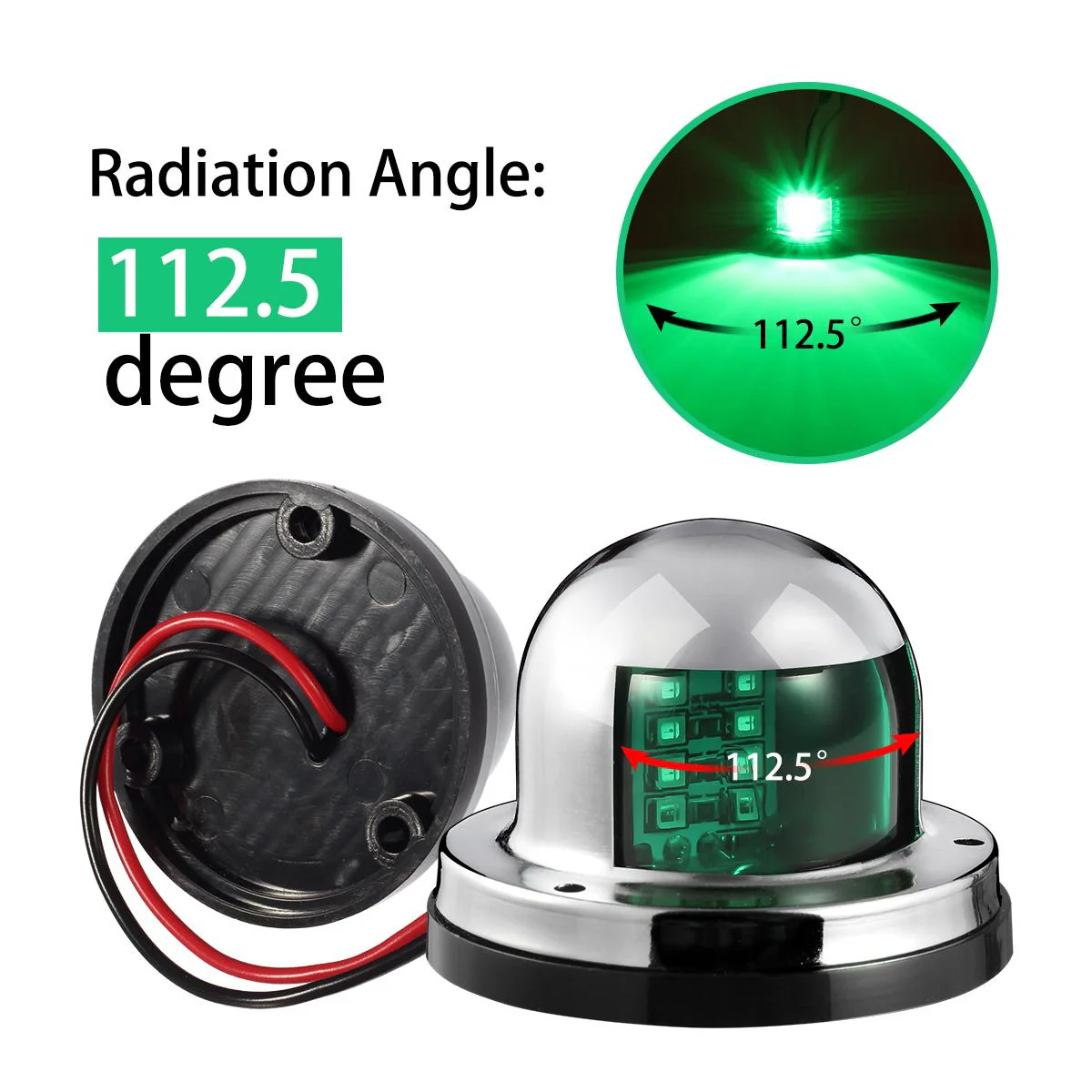 Partsam 12V Marine Boat Yacht Light LED Bow Navigation Lights Deck Mount Red Green Side Port Starboard Lights Sailing Signal Light Submersible 8 LED for Pontoons Skeeter Stainless Steel - Image 4