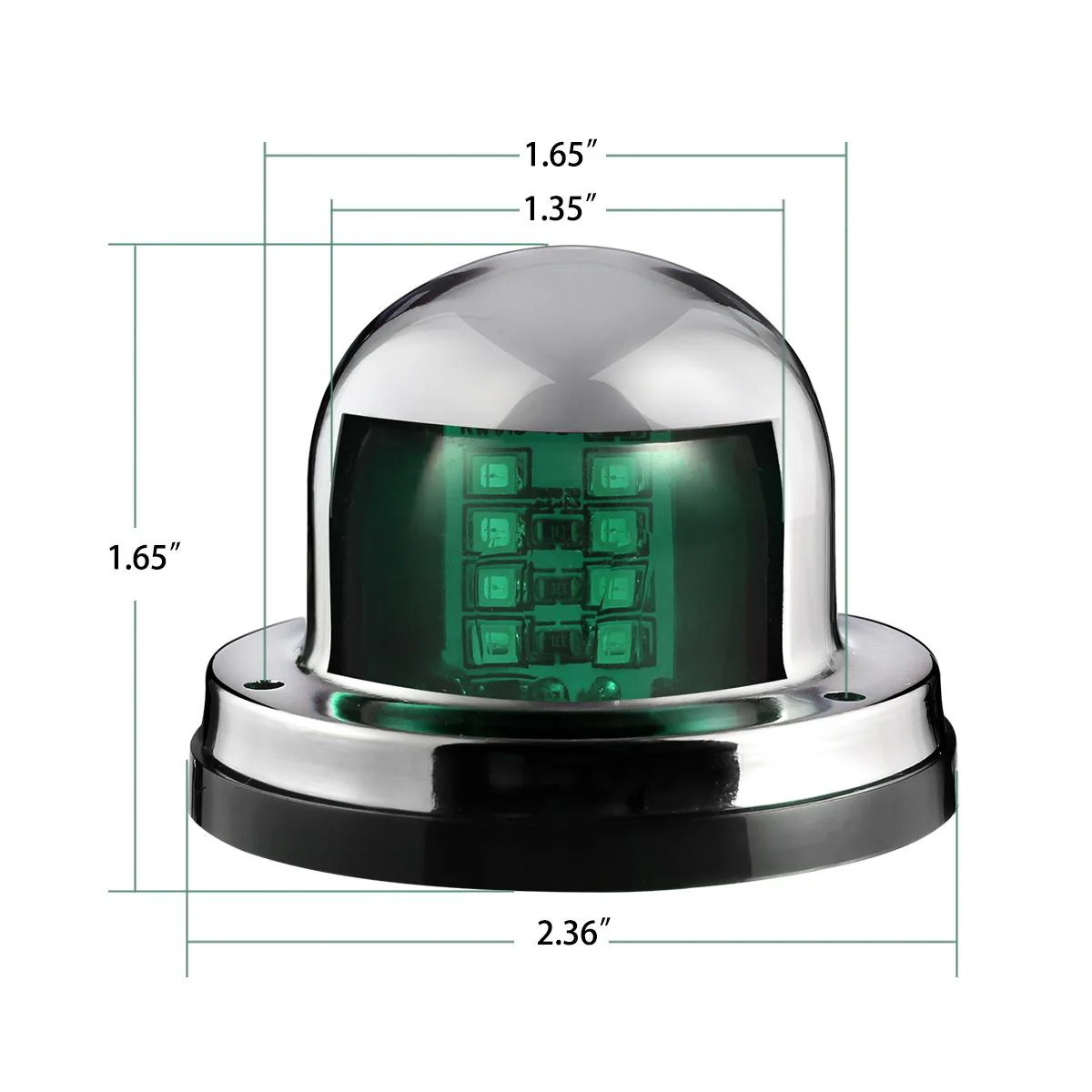 Partsam 12V Marine Boat Yacht Light LED Bow Navigation Lights Deck Mount Red Green Side Port Starboard Lights Sailing Signal Light Submersible 8 LED for Pontoons Skeeter Stainless Steel - Image 5