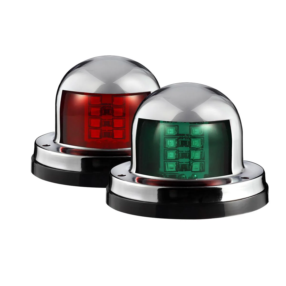 Partsam 12V Marine Boat Yacht Light LED Bow Navigation Lights Deck Mount Red Green Side Port Starboard Lights Sailing Signal Light Submersible 8 LED for Pontoons Skeeter Stainless Steel - Image 8