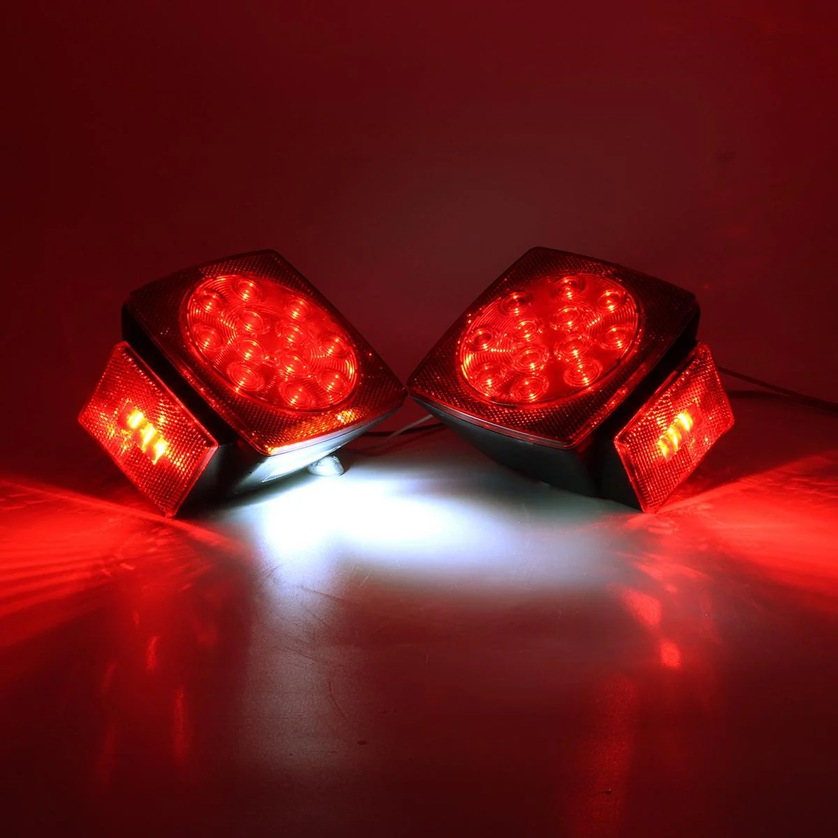 Partsam 12V Waterproof Square Led Trailer Light,Red LED Stop Turn Tail License Brake Running Light Lamp for Trailers Under 80inch Boat Trailer Truck Marine Camper RV Snowmobile,IP68,DOT Compliant - Image 10