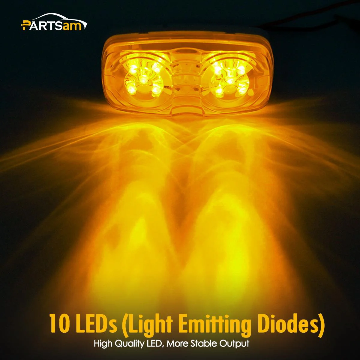 Partsam 14x Red/Amber Double Bullseye led Marker Light Side Marker Clearance Light Smoke Lens, Tiger Eye / Double Bubble LED Marker Lights, 4" Rectangular Rectangle Led Truck Trailer RV Camper Light - Image 3