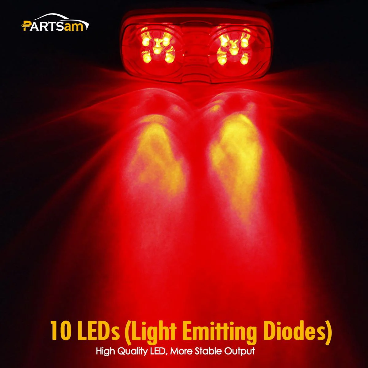 Partsam 14x Red/Amber Double Bullseye led Marker Light Side Marker Clearance Light Smoke Lens, Tiger Eye / Double Bubble LED Marker Lights, 4" Rectangular Rectangle Led Truck Trailer RV Camper Light - Image 4