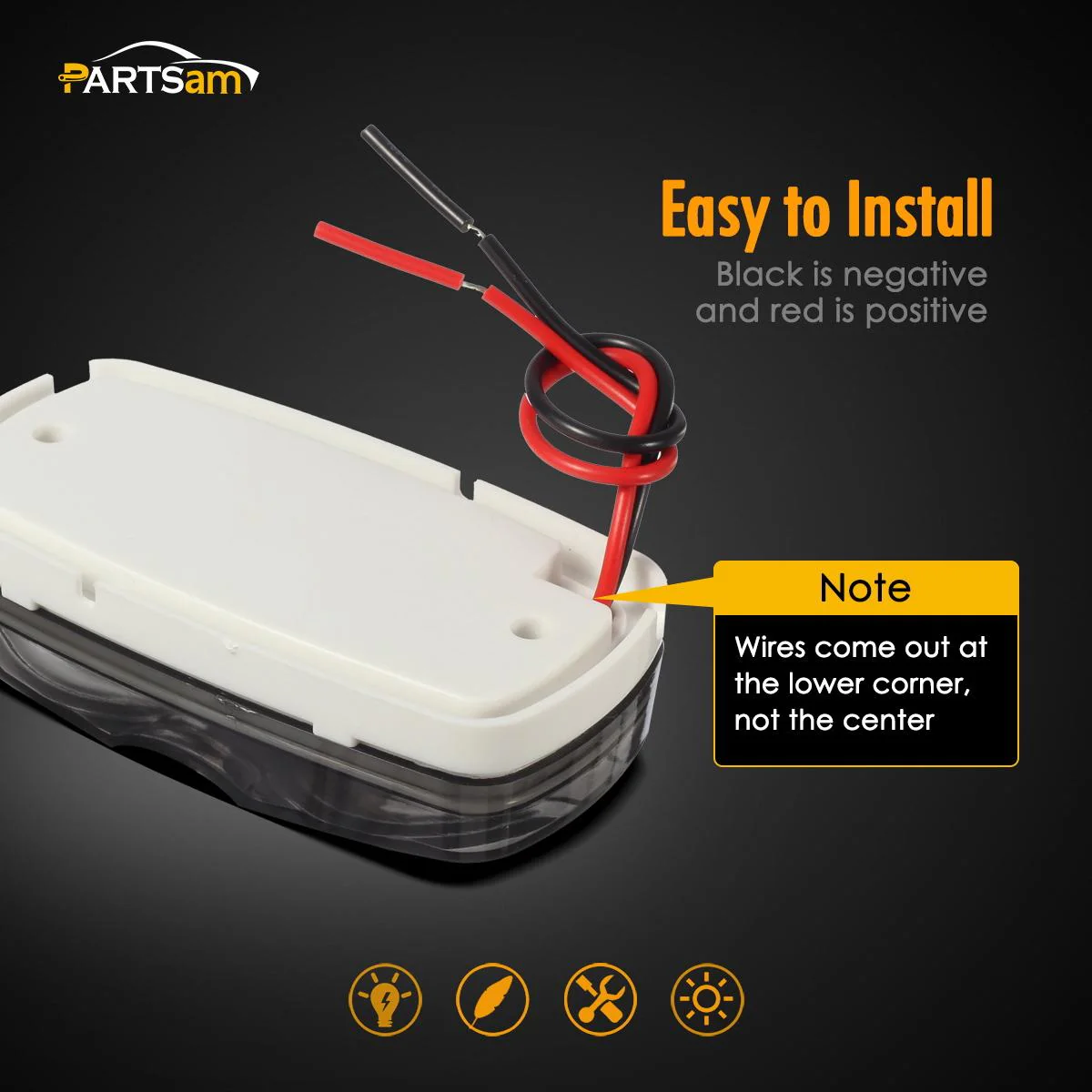 Partsam 14x Red/Amber Double Bullseye led Marker Light Side Marker Clearance Light Smoke Lens, Tiger Eye / Double Bubble LED Marker Lights, 4" Rectangular Rectangle Led Truck Trailer RV Camper Light - Image 6