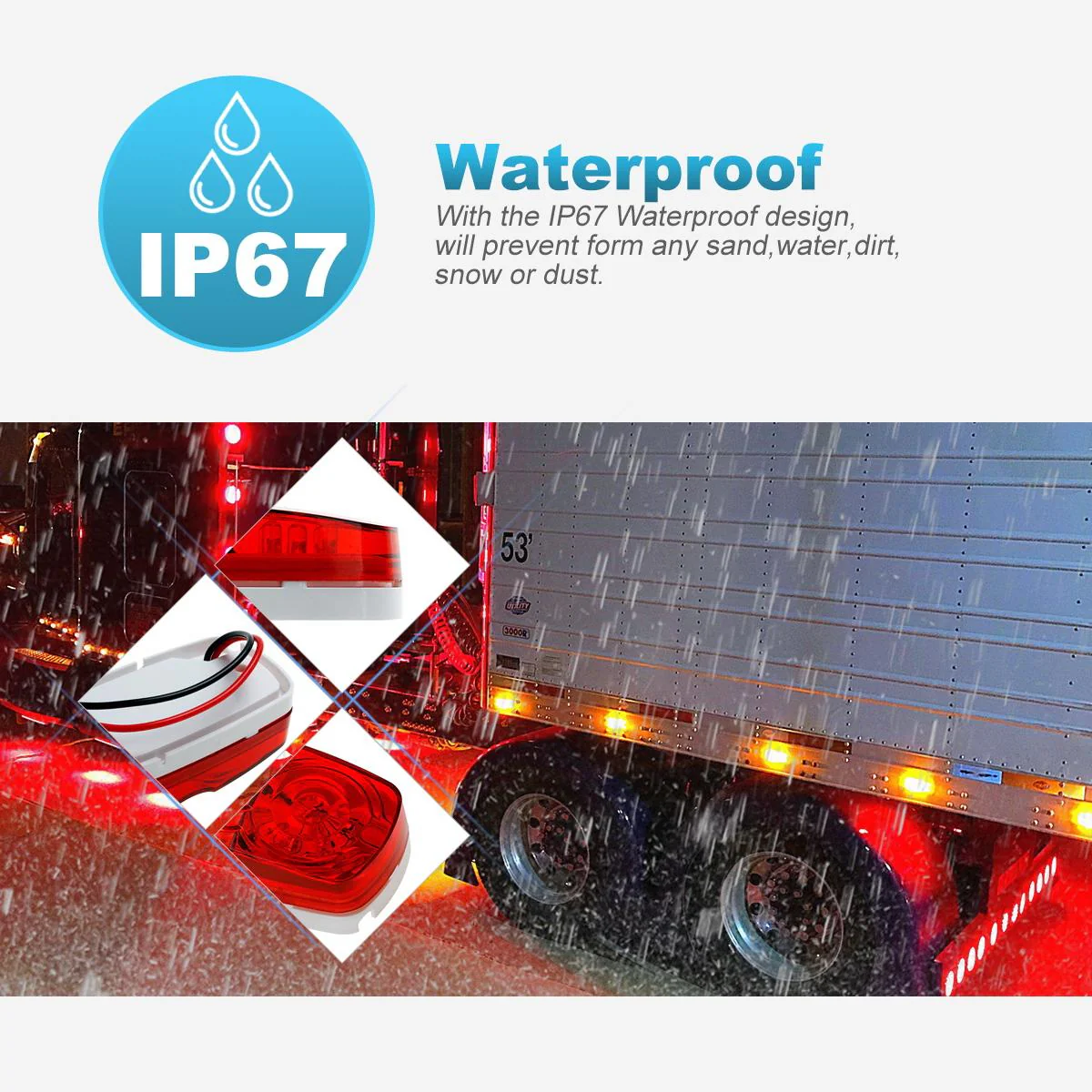 Partsam 14x Trailer Marker LED Light Double Bullseye 10 Diodes Clearance Light Red/Amber, 4x2 Tiger Eye / Double Bubble 12V Rectangular LED Side Marker Light Indicators Surface Mount RV Camper Trucks - Image 4