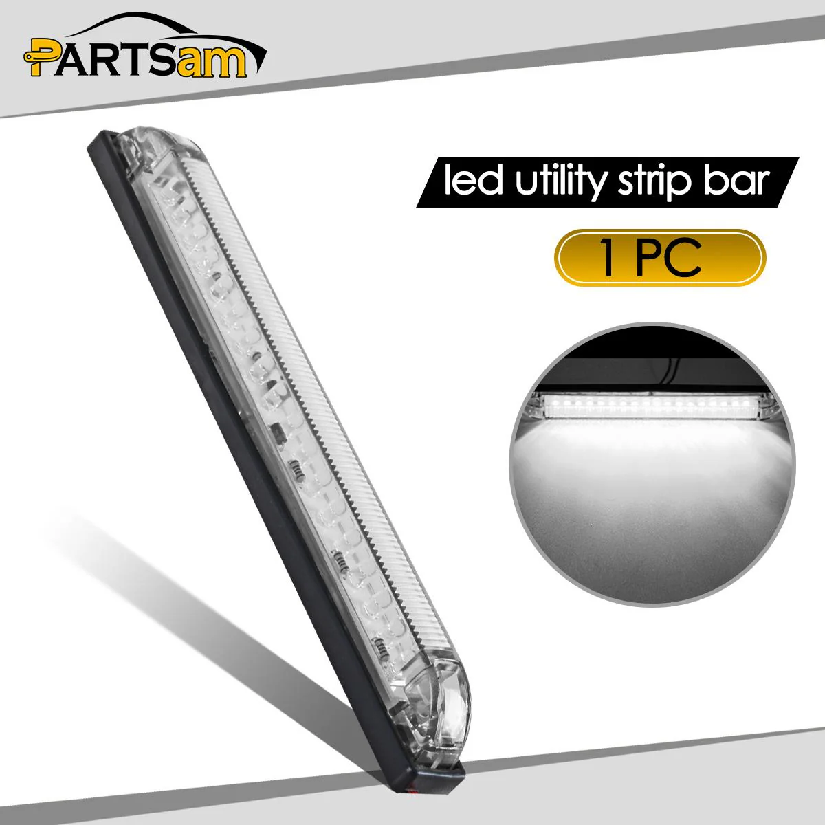 Partsam 1Pc 12V 8 Inch Slim Line LED Utility Strip Bar 30LED, 8" Truck Trailer Camper RV Motorcycle Motorhome Led Marker Lights Interior Dome Lights Cargo Lights Courtesy Lights Lamps Rear Lights - Image 3