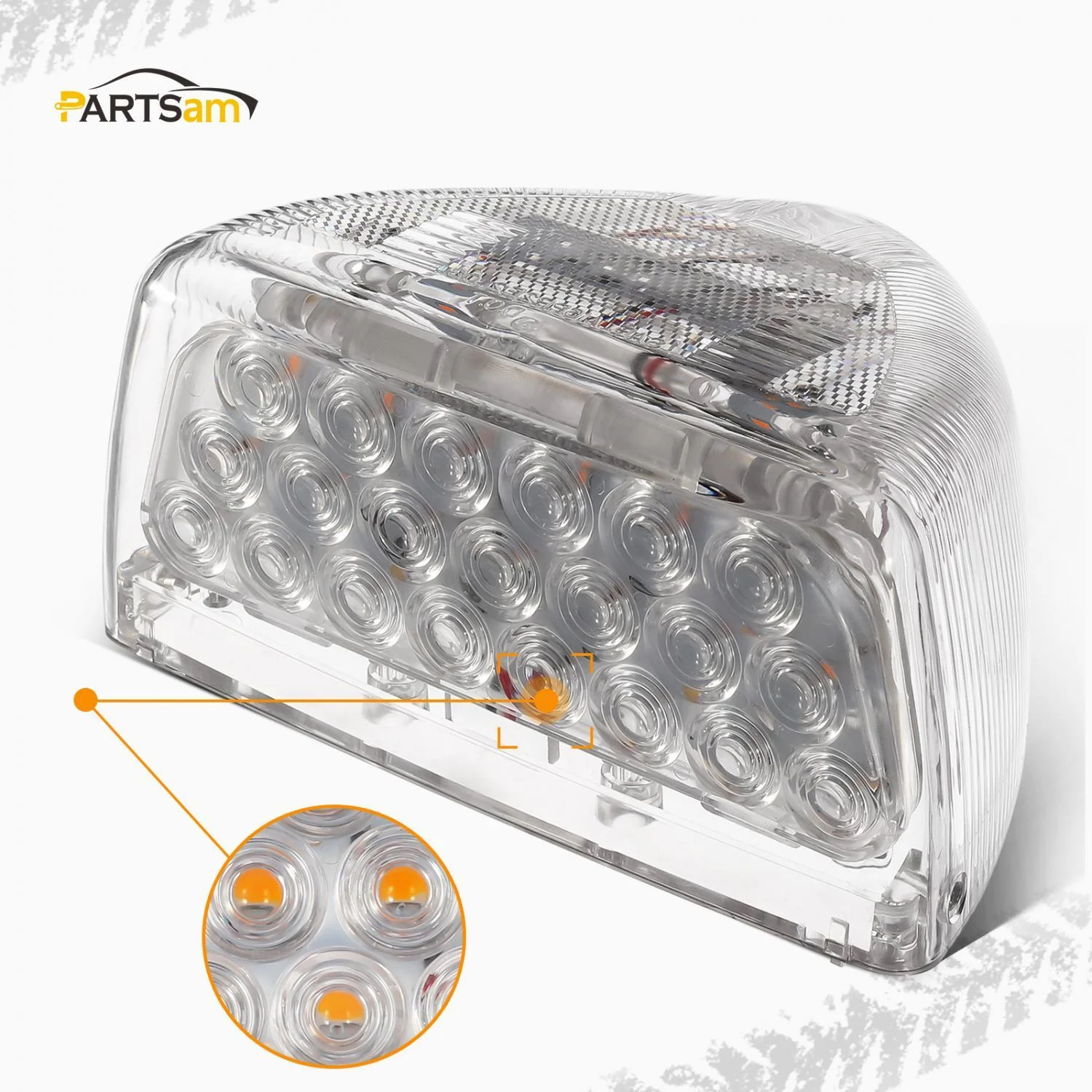 Partsam 1PC for Peterbilt Amber Headlight LED Turn Signal Park and Clearance Light P/T/C 31LED Clear Lens, for Peterbilt 379 359 357 365 378 Rectangle headlight Turn Signal Lights - RH or LH - Image 3