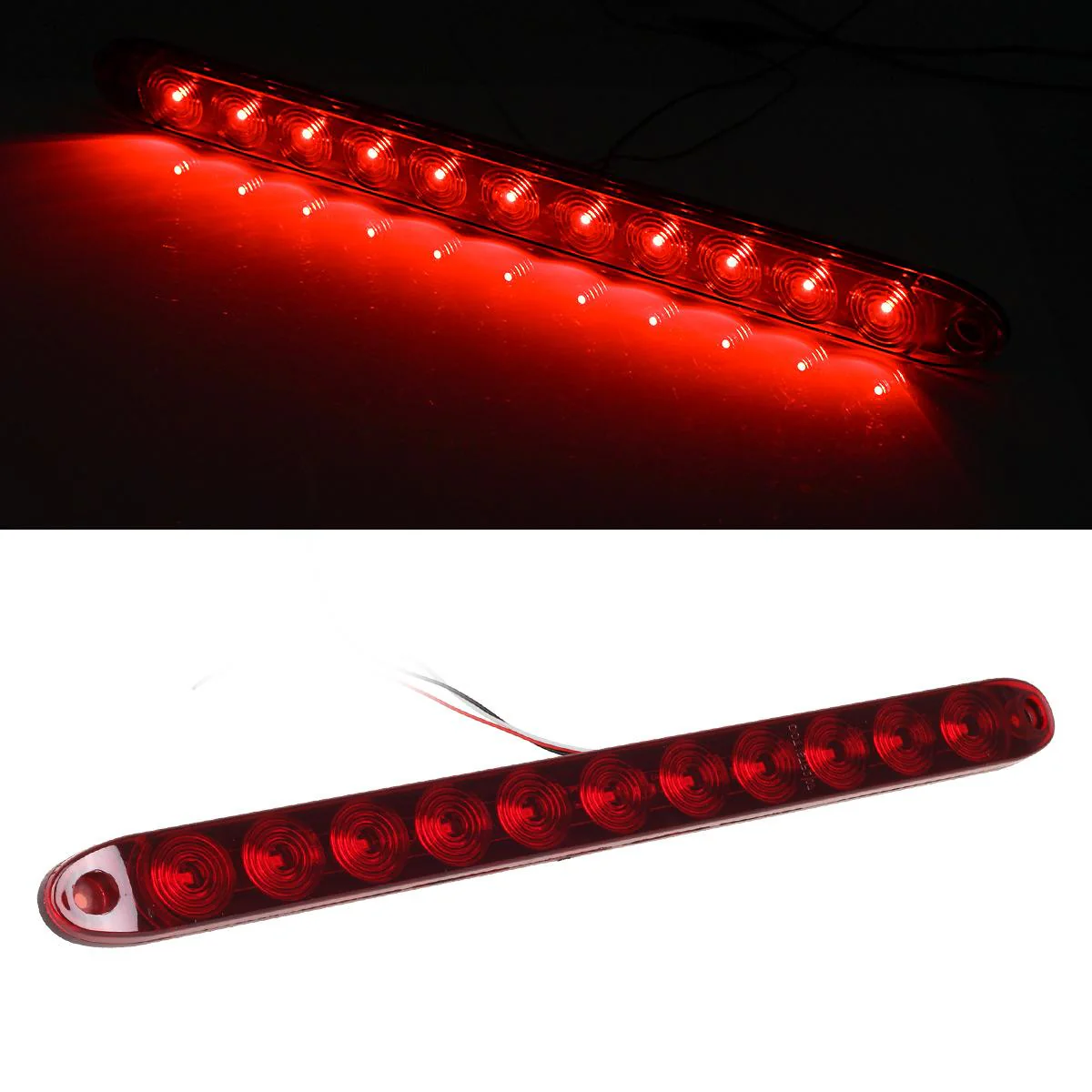 Partsam 1PC Red 15inch 11 LED Light Bar Stop Turn Tail 3rd Brake Light Truck Trailer Identification ID Bar Waterproof - Image 4