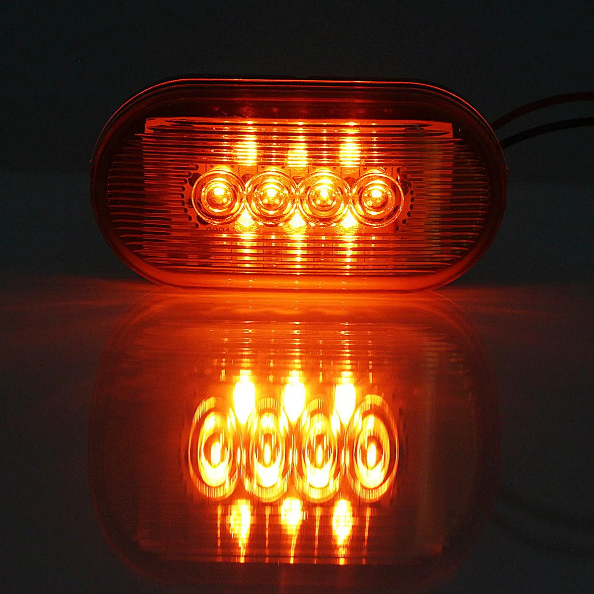 Partsam 2 Amber + 2 Red 12V 4inch x 2inch Oval Led Truck Side Marker Light Surface Mount 10 Diodes, Sealed Trailer Led Clearance and Side Marker Lights, Black Base, Rectangular Rectangle Led Lights - Image 12