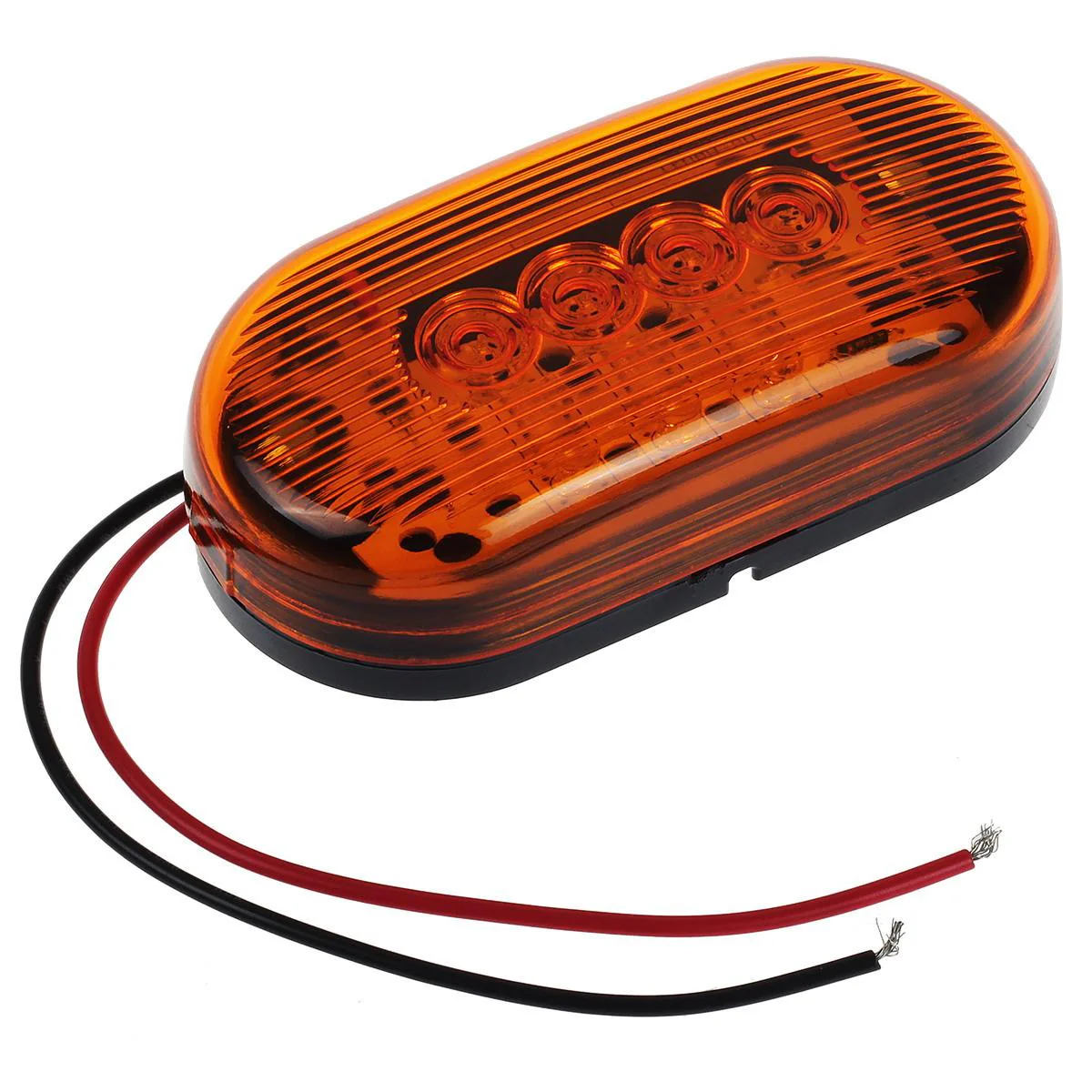 Partsam 2 Amber + 2 Red 12V 4inch x 2inch Oval Led Truck Side Marker Light Surface Mount 10 Diodes, Sealed Trailer Led Clearance and Side Marker Lights, Black Base, Rectangular Rectangle Led Lights - Image 9