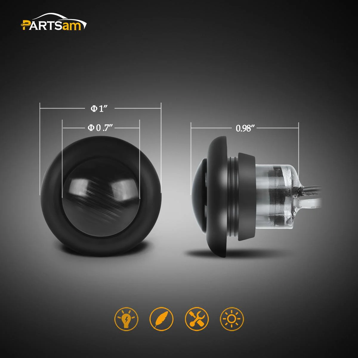 Partsam 20x Amber/Red Truck Trailer Boat 3/4" Round Led Light Round Marker Clearance + Grommet Smoke Lens - Image 8