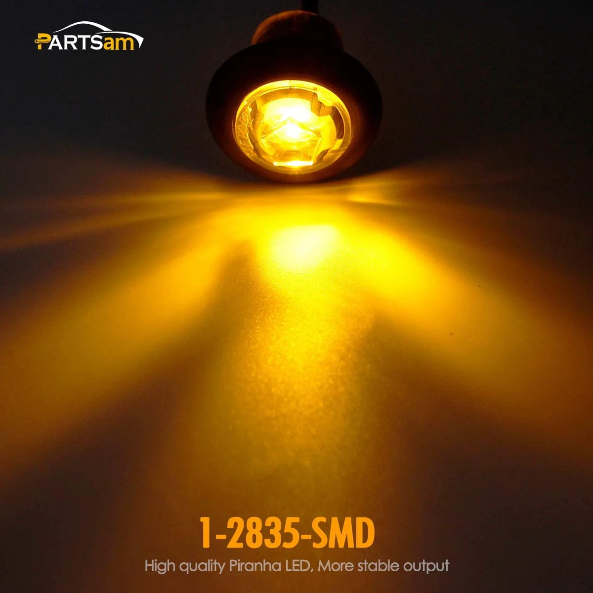 Partsam 20x Amber Side Marker Light Clearance Light LED Amber with Plug, Sealed Mini Round 3/4" Inch Trailer Truck Led Marker Lights w Rubber Grommet Hot Spot - Image 5