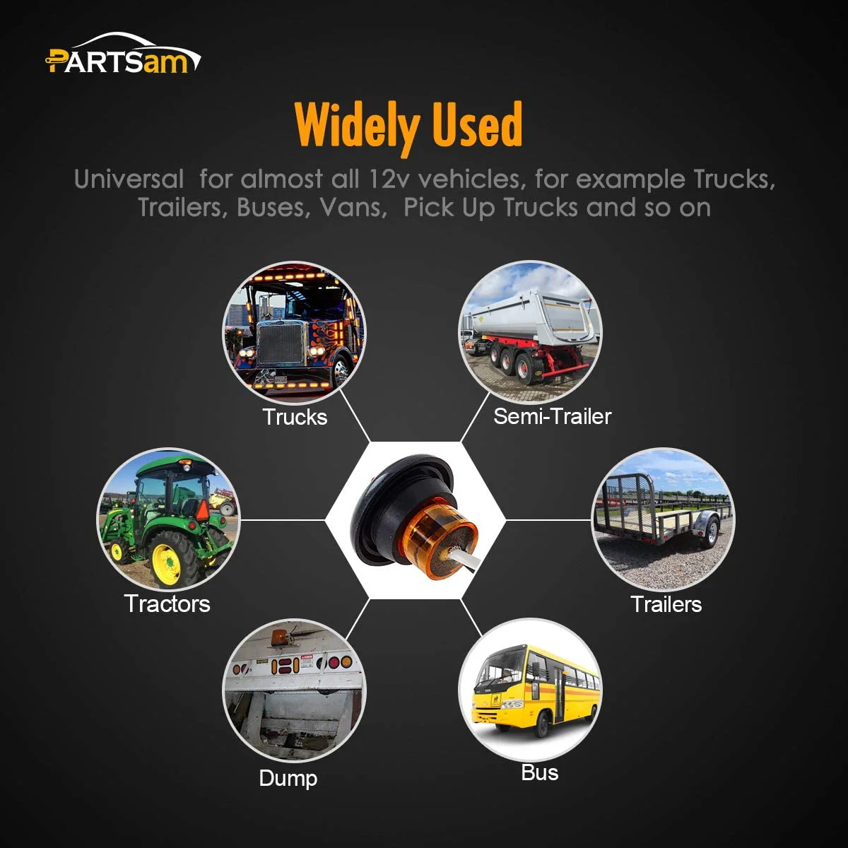 Partsam 20x Amber Side Marker Light Clearance Light LED Amber with Plug, Sealed Mini Round 3/4" Inch Trailer Truck Led Marker Lights w Rubber Grommet Hot Spot - Image 9