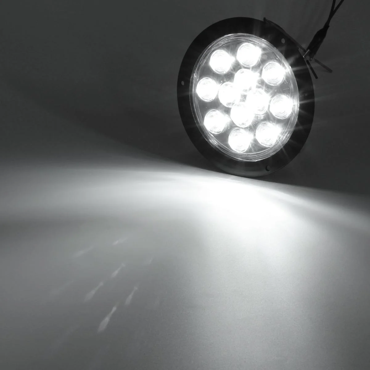 Partsam 2PCS 12 LED White 4inch Round Backup Reverse Lights Marker w/ Stainless Rings Sealed - Image 4