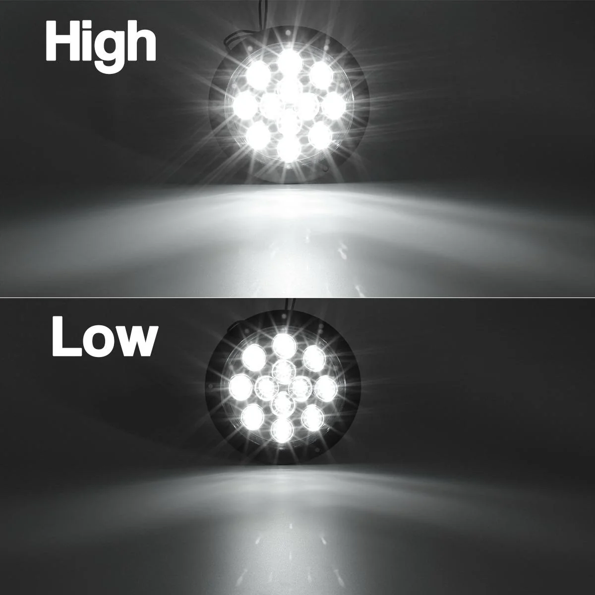 Partsam 2PCS 12 LED White 4inch Round Backup Reverse Lights Marker w/ Stainless Rings Sealed - Image 5