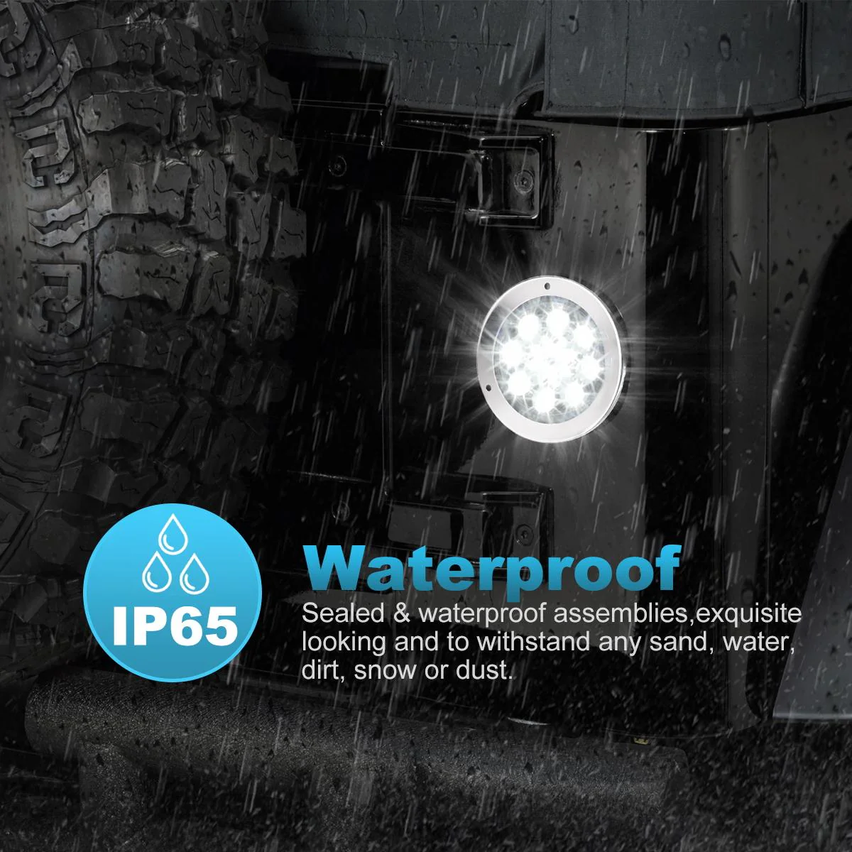 Partsam 2PCS 12 LED White 4inch Round Backup Reverse Lights Marker w/ Stainless Rings Sealed - Image 7