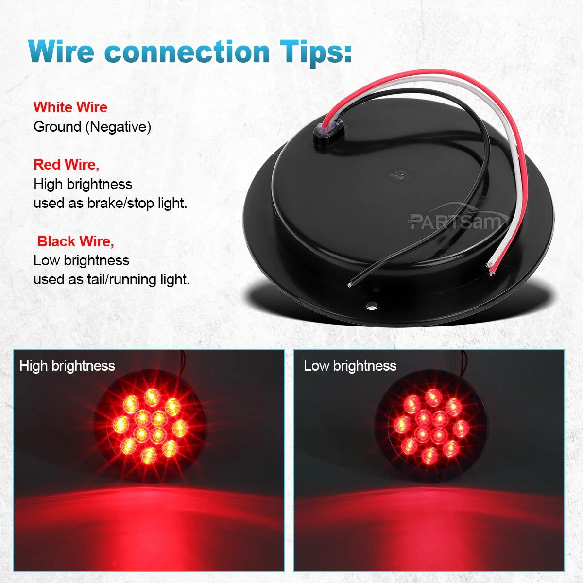 Partsam 2PCS 4 inch Red Stop Turn Tail Brake Truck Trailer Light Flange Mount 12 Diodes Utility - Image 4