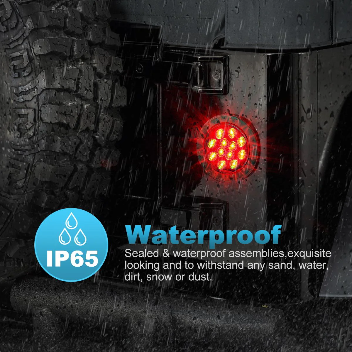 Partsam 2PCS 4 inch Red Stop Turn Tail Brake Truck Trailer Light Flange Mount 12 Diodes Utility - Image 5