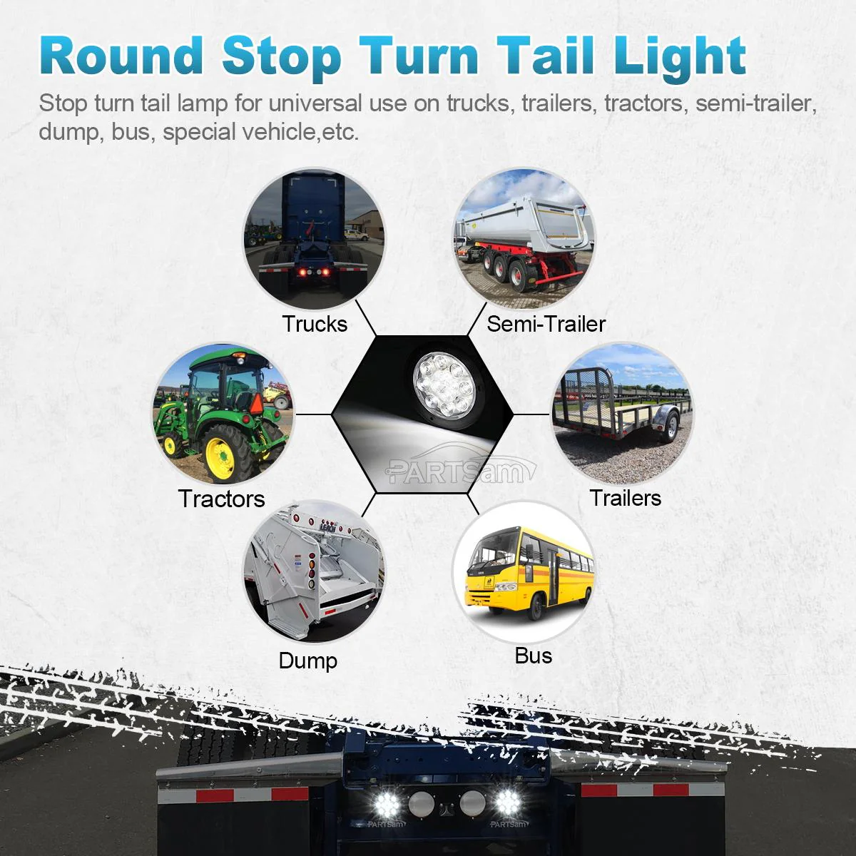 Partsam 2PCS 4inch Waterproof Backup Reverse Light Flange Mount 12 LED Truck Trailer RV White - Image 10