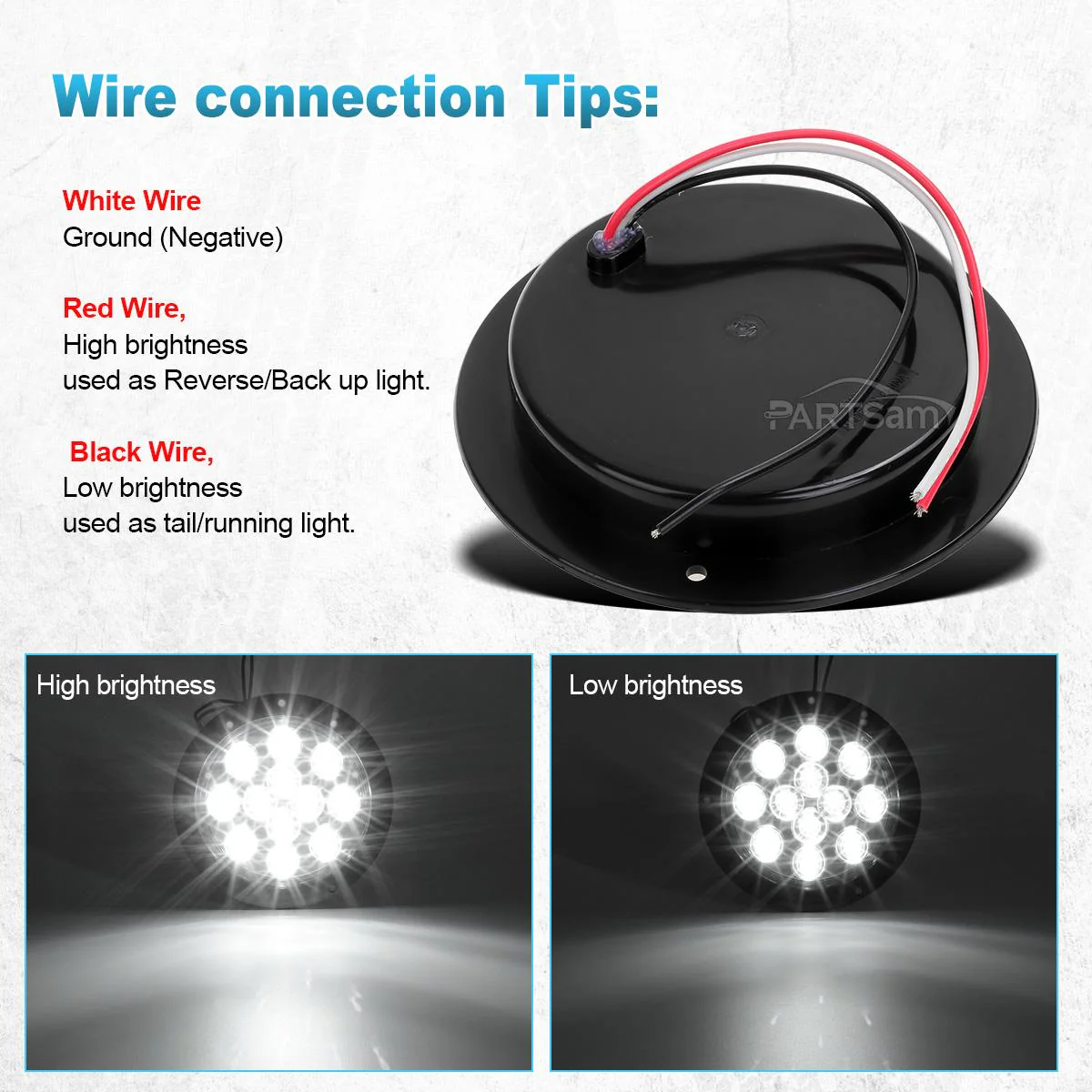 Partsam 2PCS 4inch Waterproof Backup Reverse Light Flange Mount 12 LED Truck Trailer RV White - Image 12