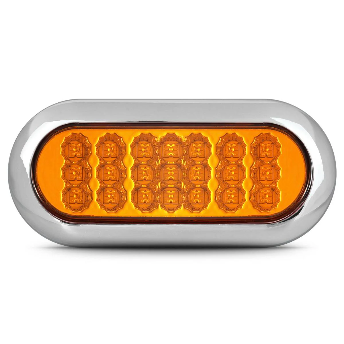 Partsam 2Pcs 6-1/2inch Oval Amber Led Trailer Lights 21 LED Flange Mount w Reflectors Turn Signal Park Side Marker LED Light for Truck Trailer Trail Bus 12V LED Trailer Parking Light w Chrome Bezels - Image 3