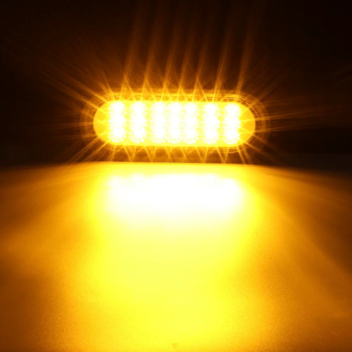 Partsam 2Pcs 6-1/2inch Oval Amber Led Trailer Lights 21 LED Flange Mount w Reflectors Turn Signal Park Side Marker LED Light for Truck Trailer Trail Bus 12V LED Trailer Parking Light w Chrome Bezels - Image 5